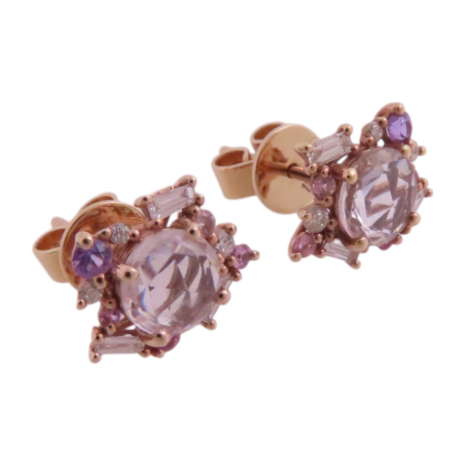 JEWELRY 18K玫瑰金/粉紅藍寶石/鑽石Pink Sapphire Diamond Earrings耳環