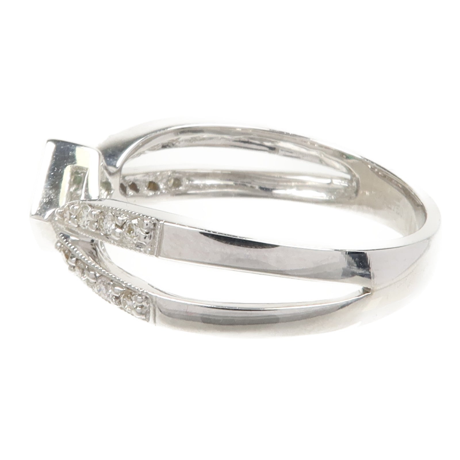 JEWELRY 18K白金Emerald Diamond Ring綠寶石/鑽石戒指US#7.75