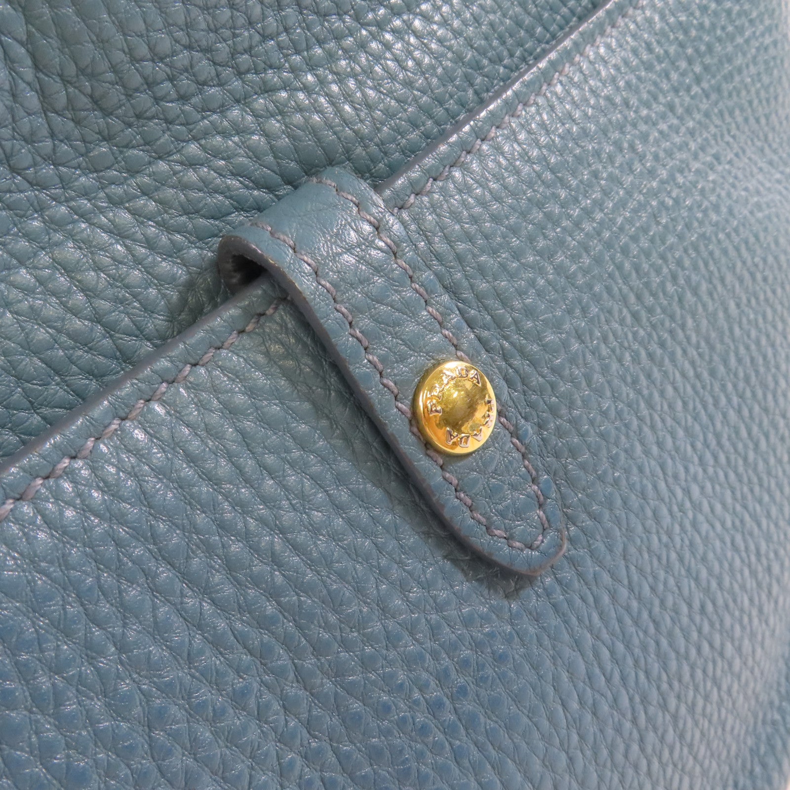 PRADA 牛皮皮革2Way Shoulder Bag金扣手挽肩背兩用袋藍色