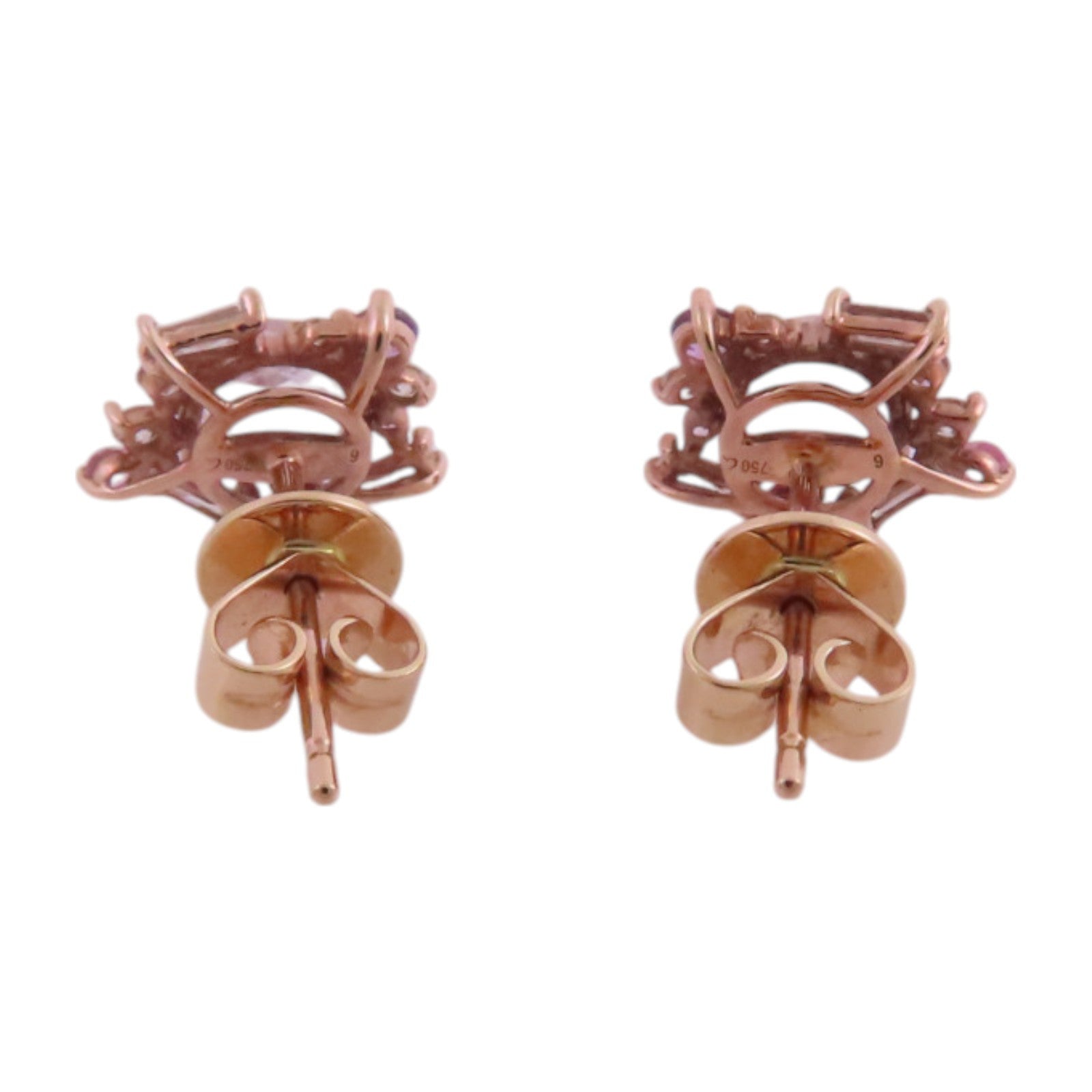 JEWELRY 18K玫瑰金/粉紅藍寶石/鑽石Pink Sapphire Diamond Earrings耳環