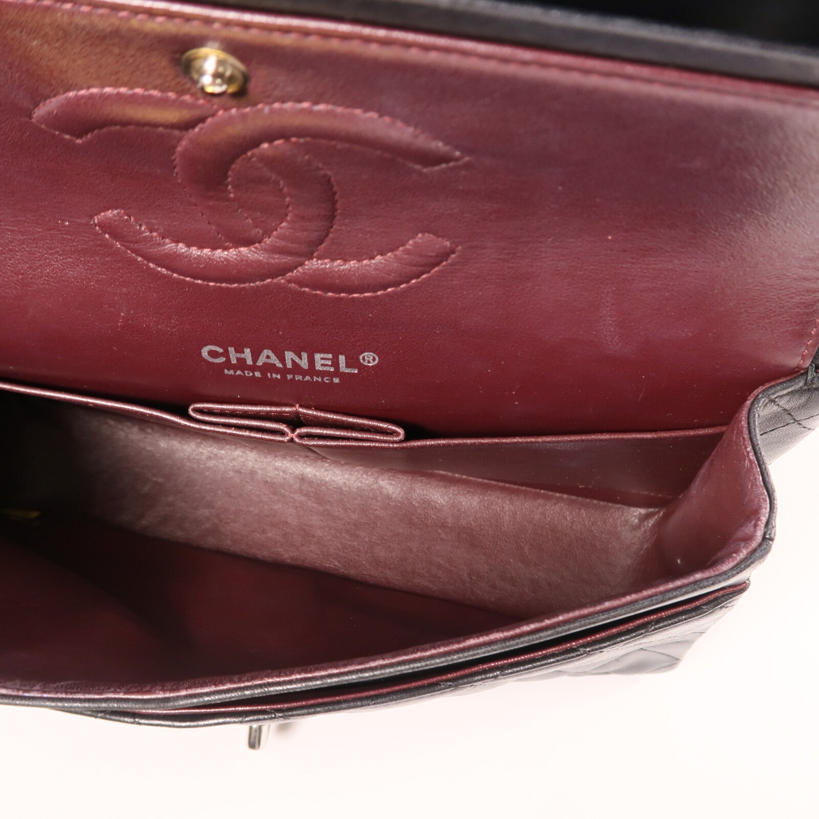 CHANEL 羊皮皮革Classic 25銀扣鏈帶肩背袋