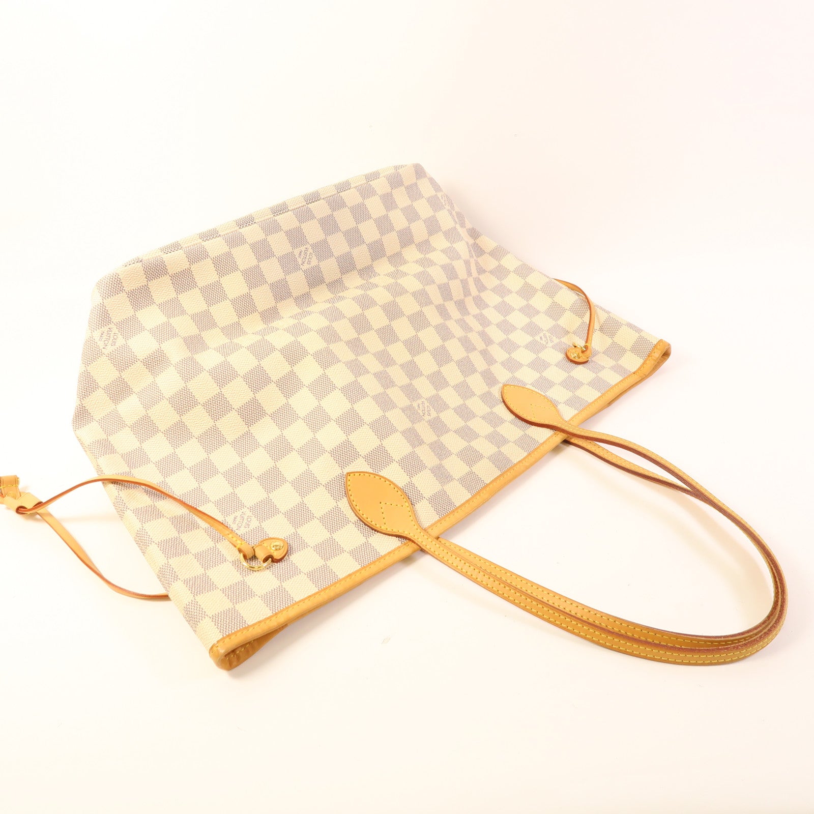 LOUIS VUITTON Damier Neverfull MM金扣手挽袋