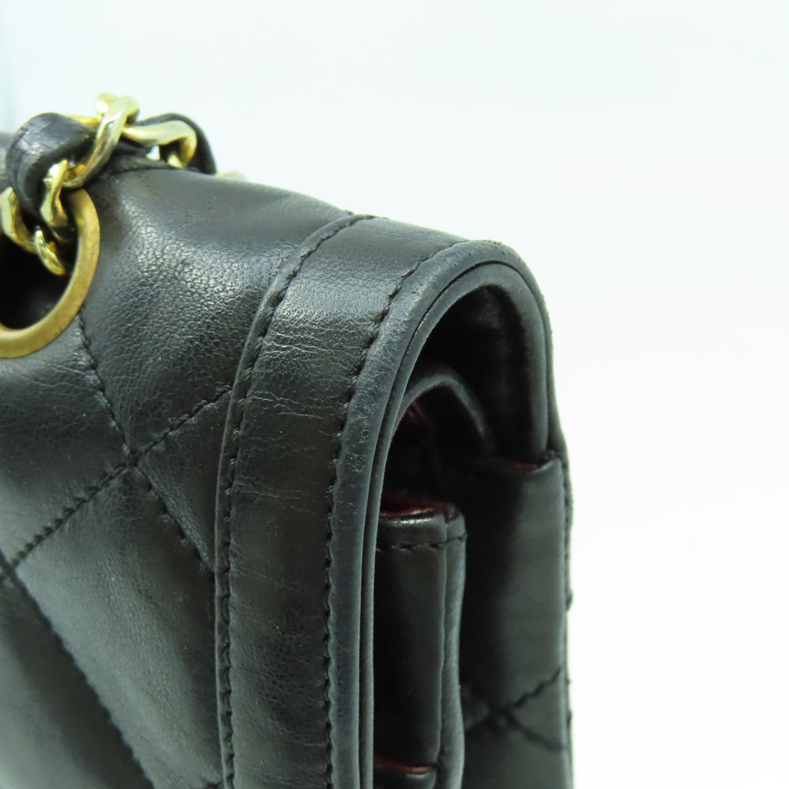CHANEL 【清倉大減價】菱格羊皮皮革Chain Shoulder鏈帶肩背袋黑色