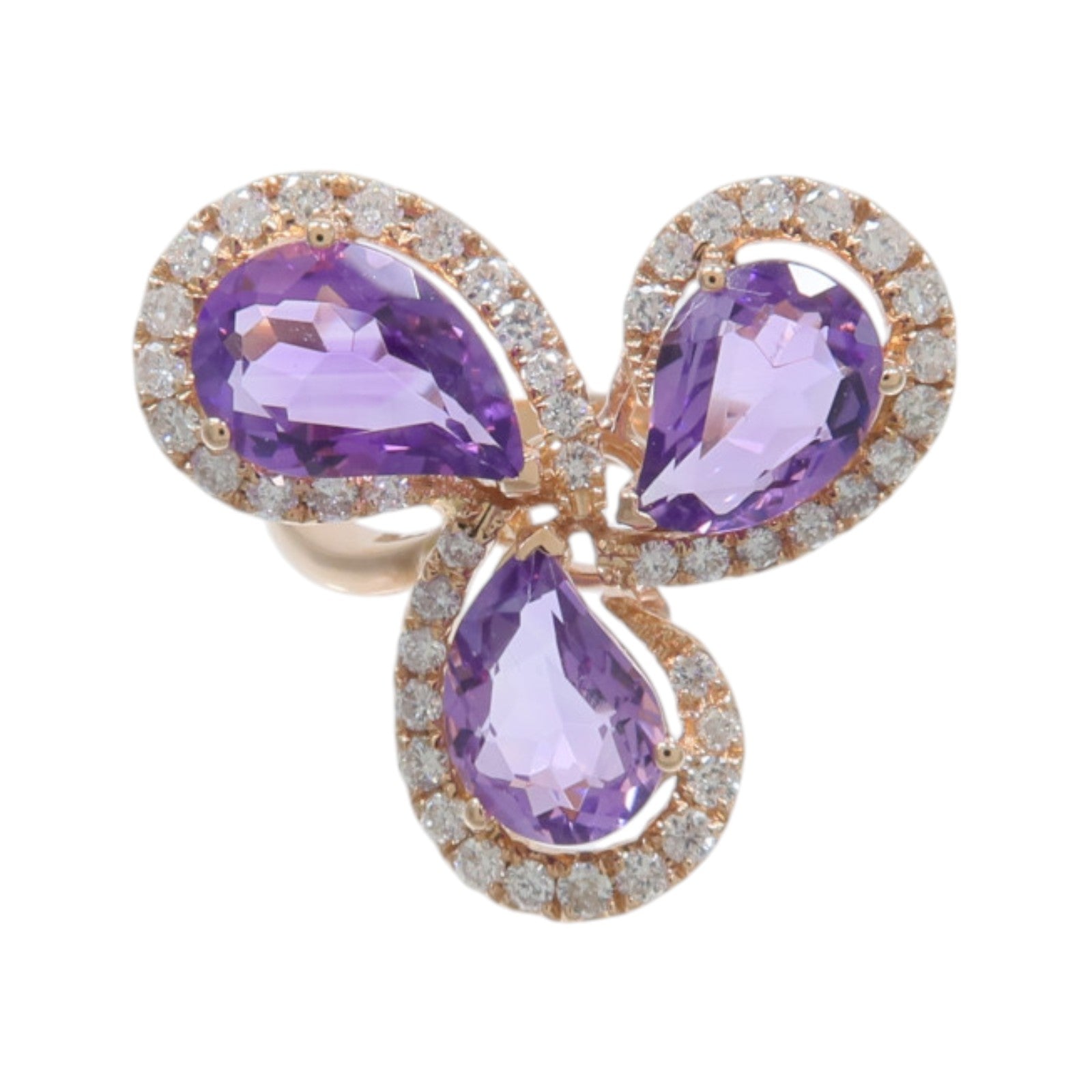 JEWELRY 18K玫瑰金Amethyst Diamond Ring紫水晶/鑽石戒指