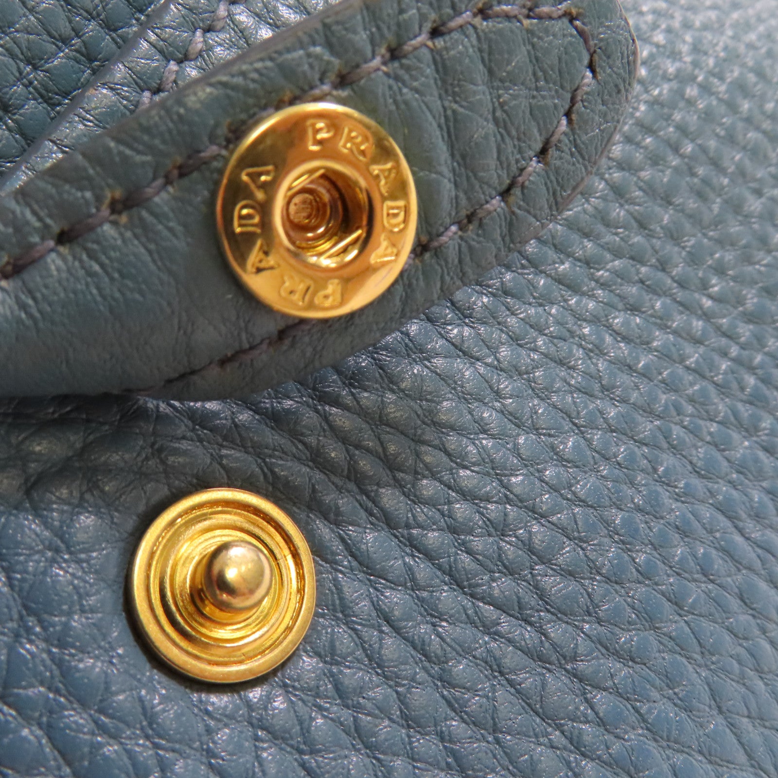 PRADA 牛皮皮革2Way Shoulder Bag金扣手挽肩背兩用袋藍色