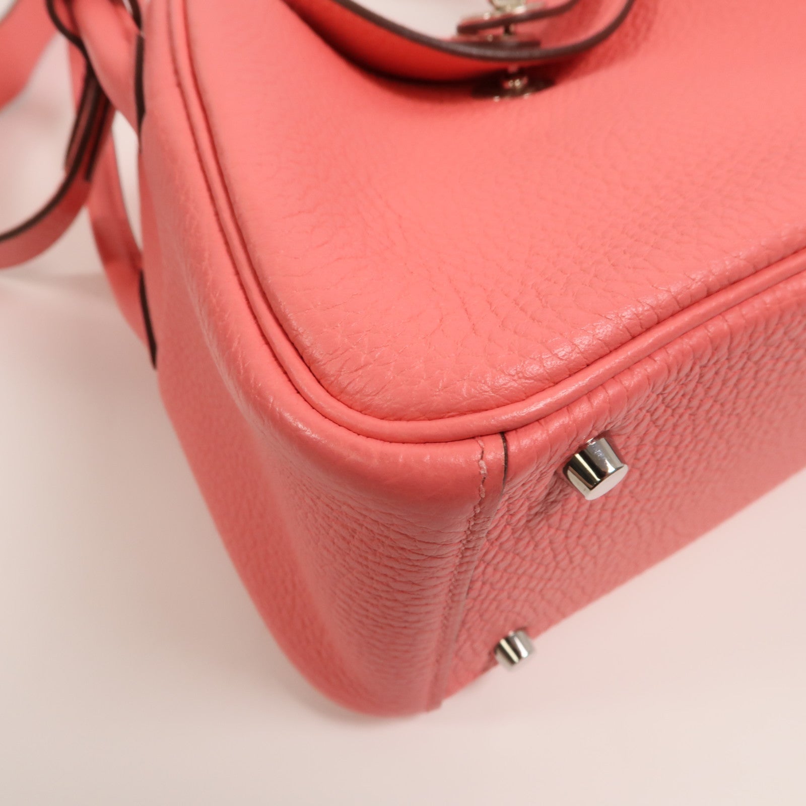 HERMES Clemence皮革Mini Lindy手挽肩背兩用袋Rose Azalee