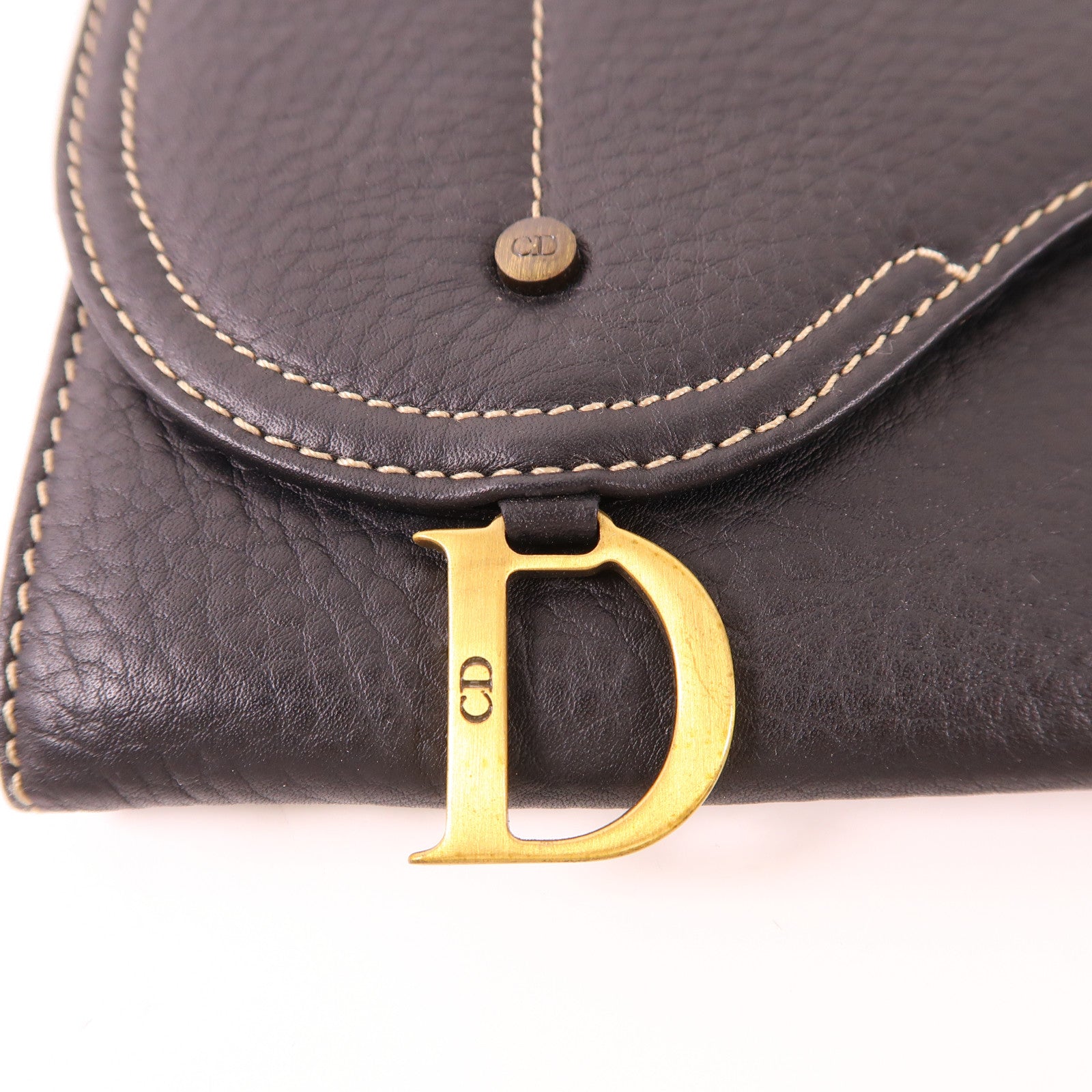 Dior 牛皮皮革Saddle Wallet金扣長錢包