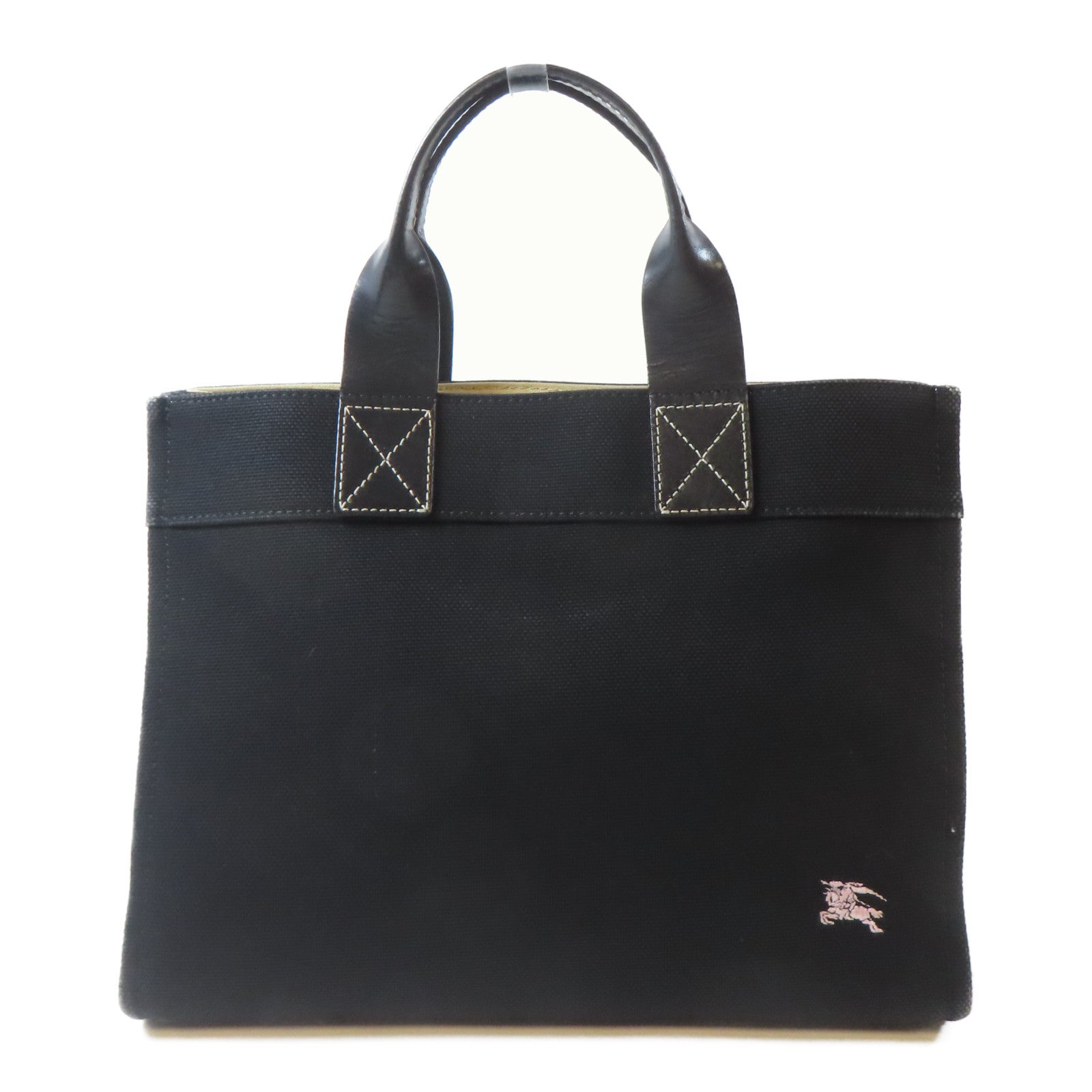 BURBERRY BLUE LABEL 帆布Tote Bag銀扣手挽袋黑色