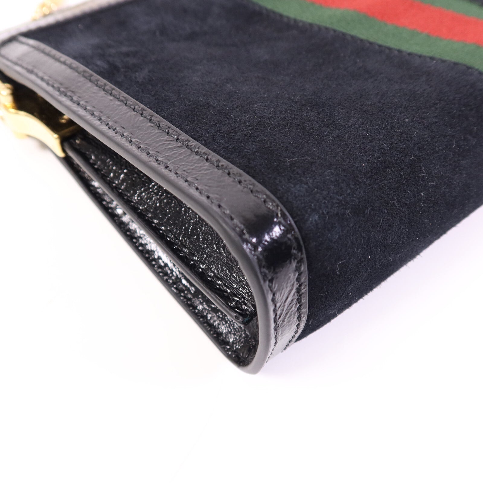 GUCCI 麂皮皮革Ophidia GG金扣鏈帶肩背袋