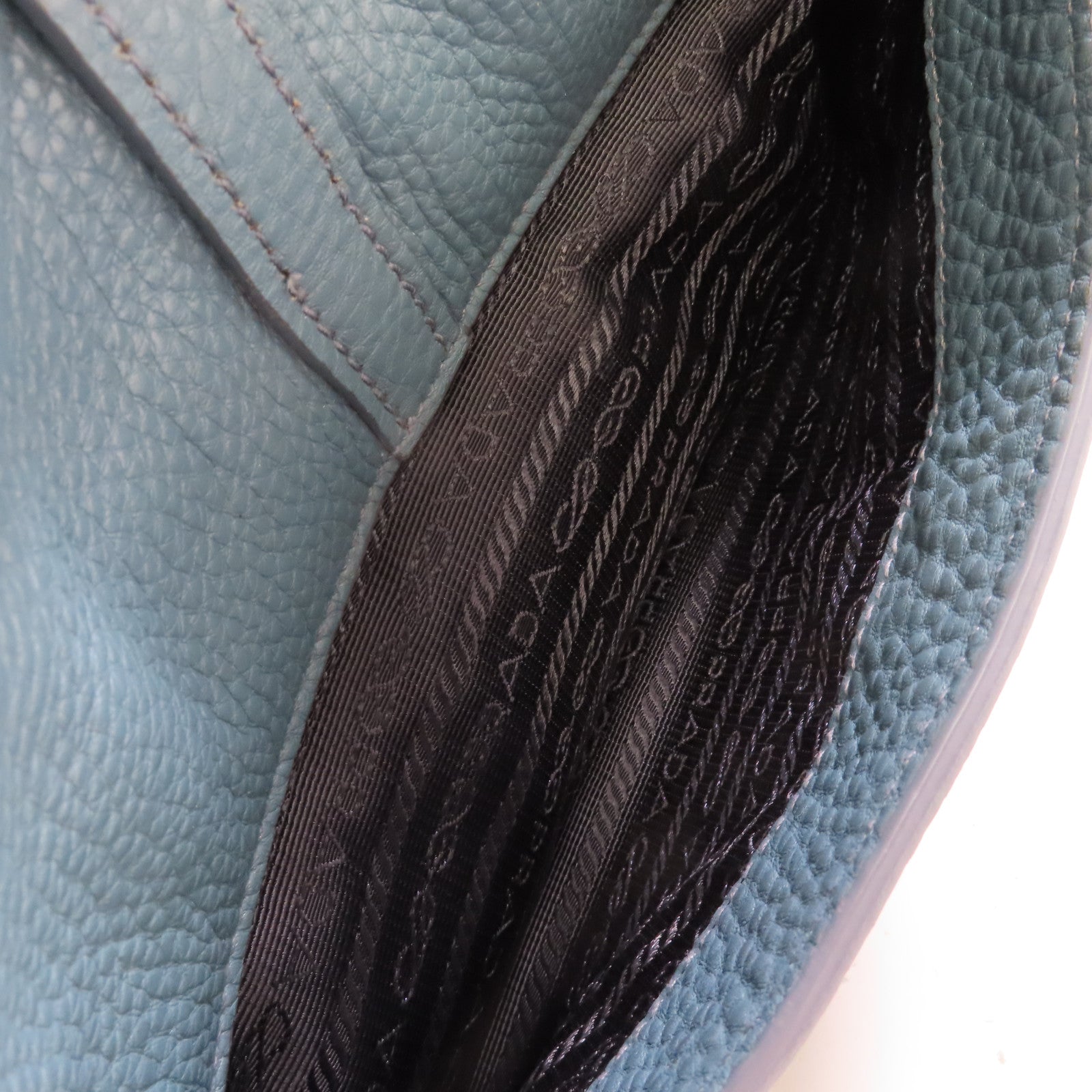PRADA 牛皮皮革2Way Shoulder Bag金扣手挽肩背兩用袋藍色