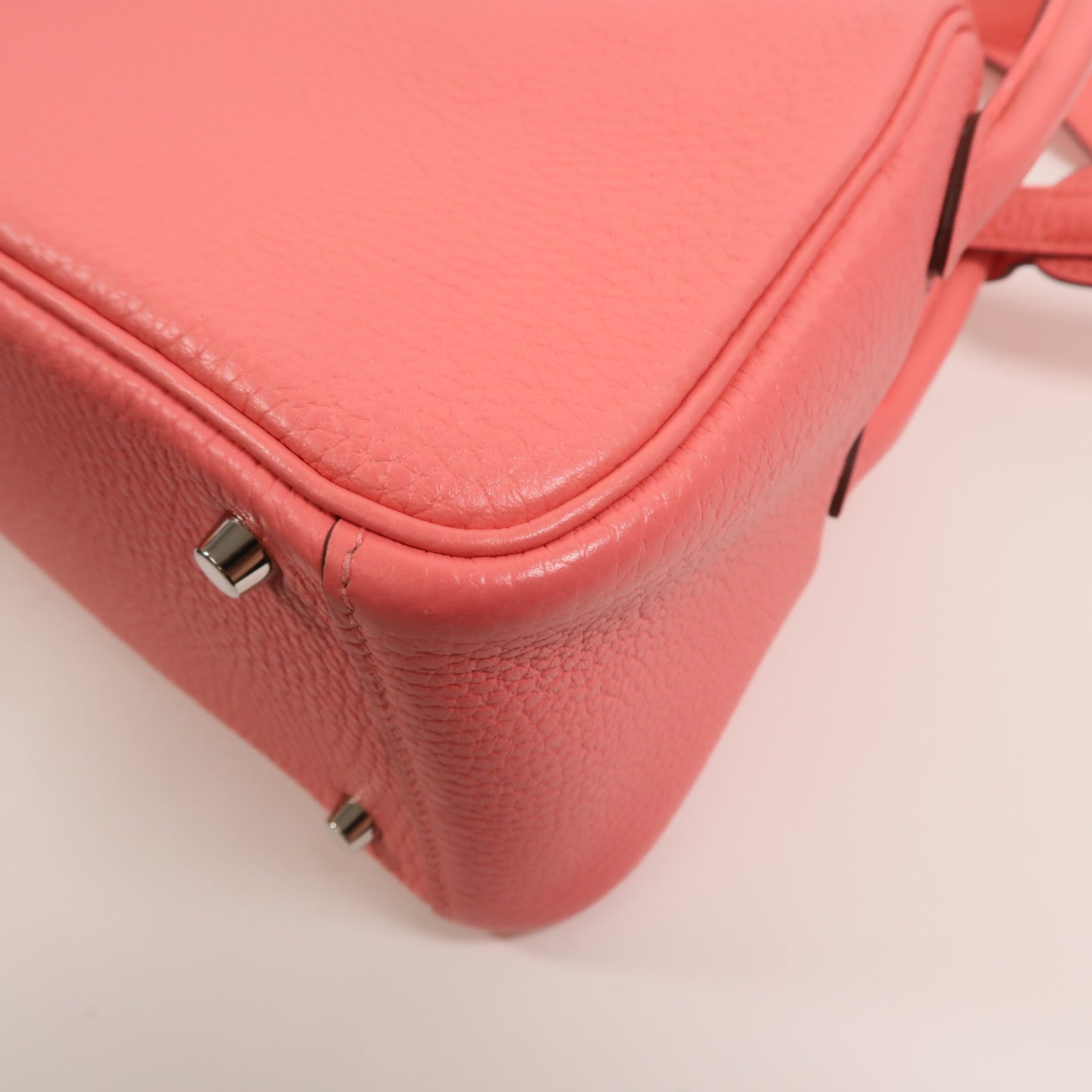 HERMES Clemence皮革Mini Lindy手挽肩背兩用袋Rose Azalee
