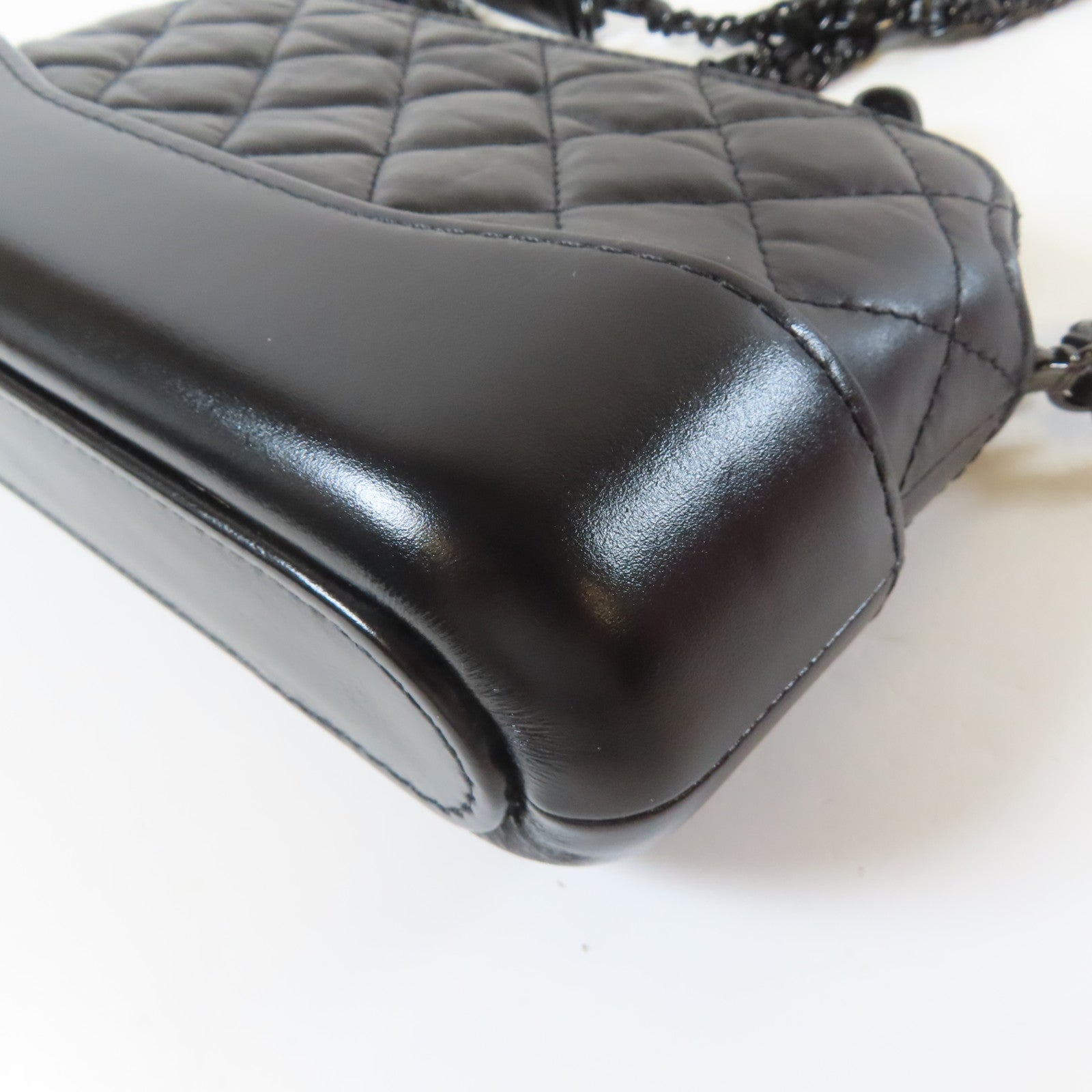 CHANEL 菱格牛皮皮革Chain Shoulder Bag鏈帶肩背袋黑色