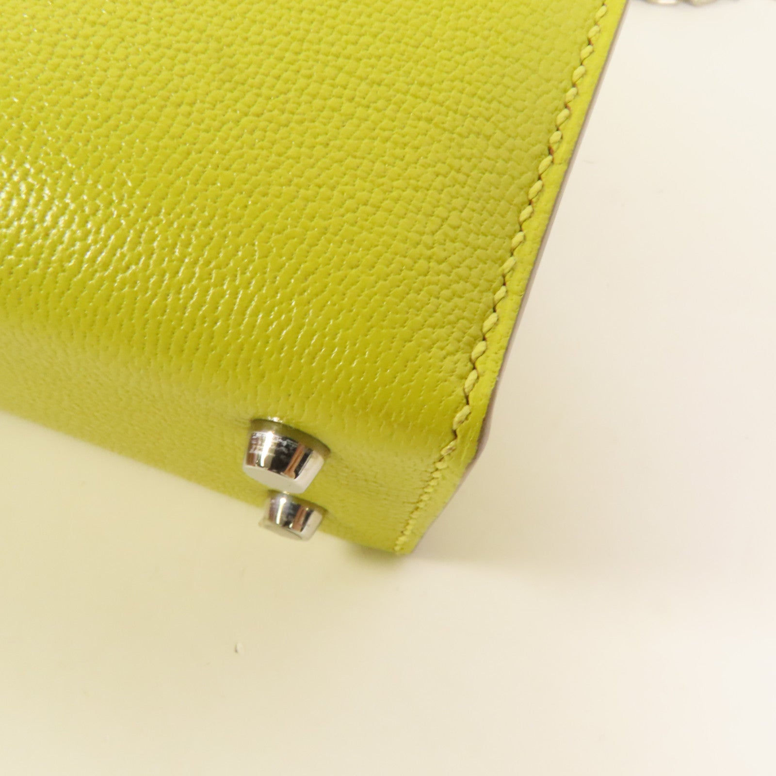 HERMES 【激減優惠】Chevre皮革Verrou Mini銀扣鏈帶肩背袋Lime