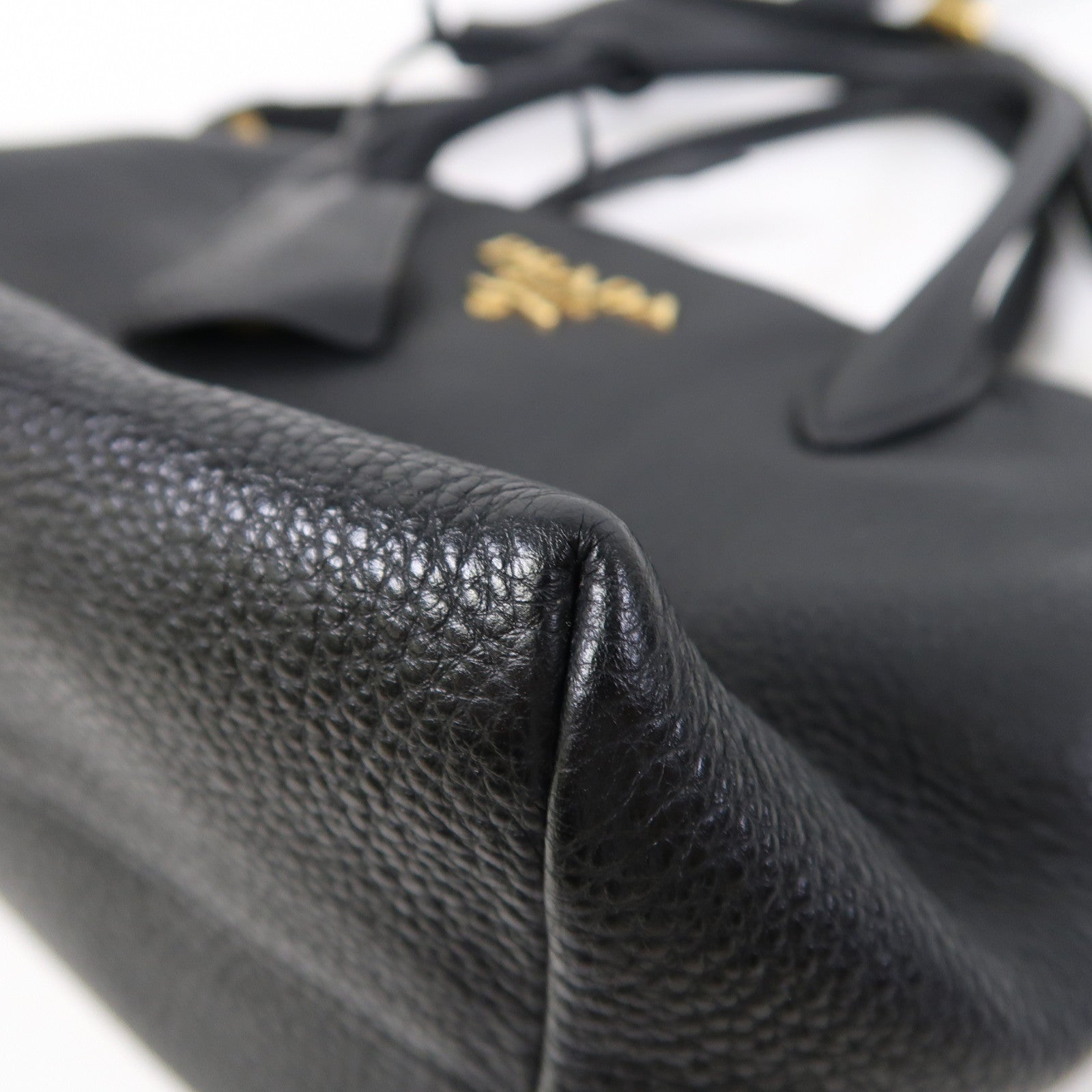 PRADA 皮革2 Way Shoulder金扣手挽肩背兩用袋黑色