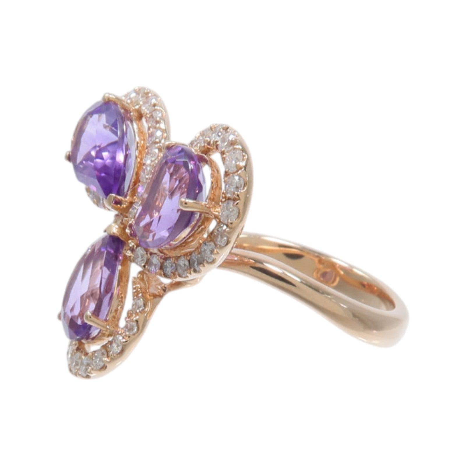 JEWELRY 18K玫瑰金Amethyst Diamond Ring紫水晶/鑽石戒指