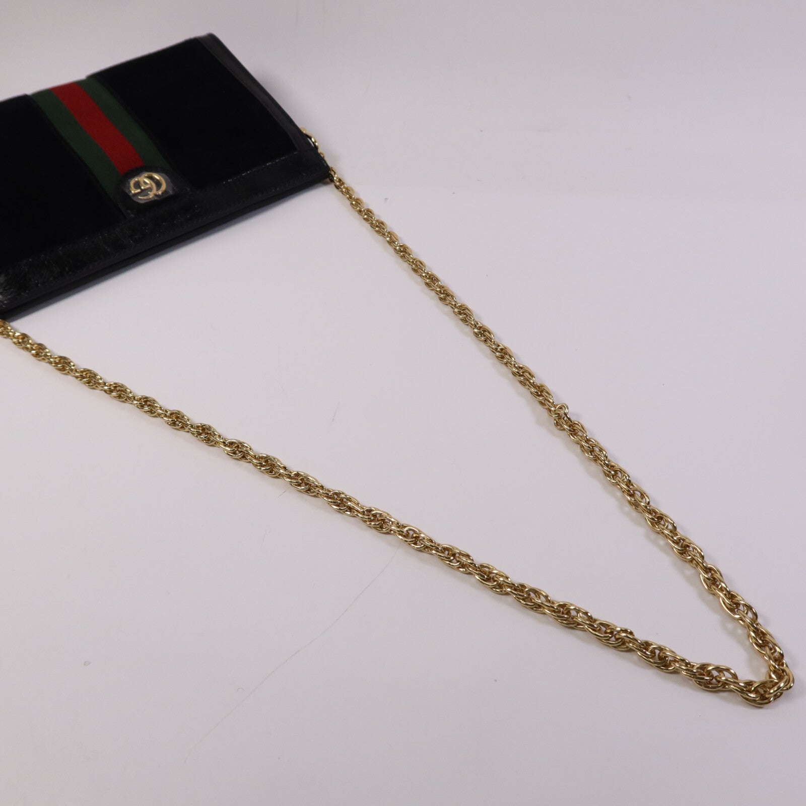 GUCCI 麂皮皮革Ophidia GG金扣鏈帶肩背袋
