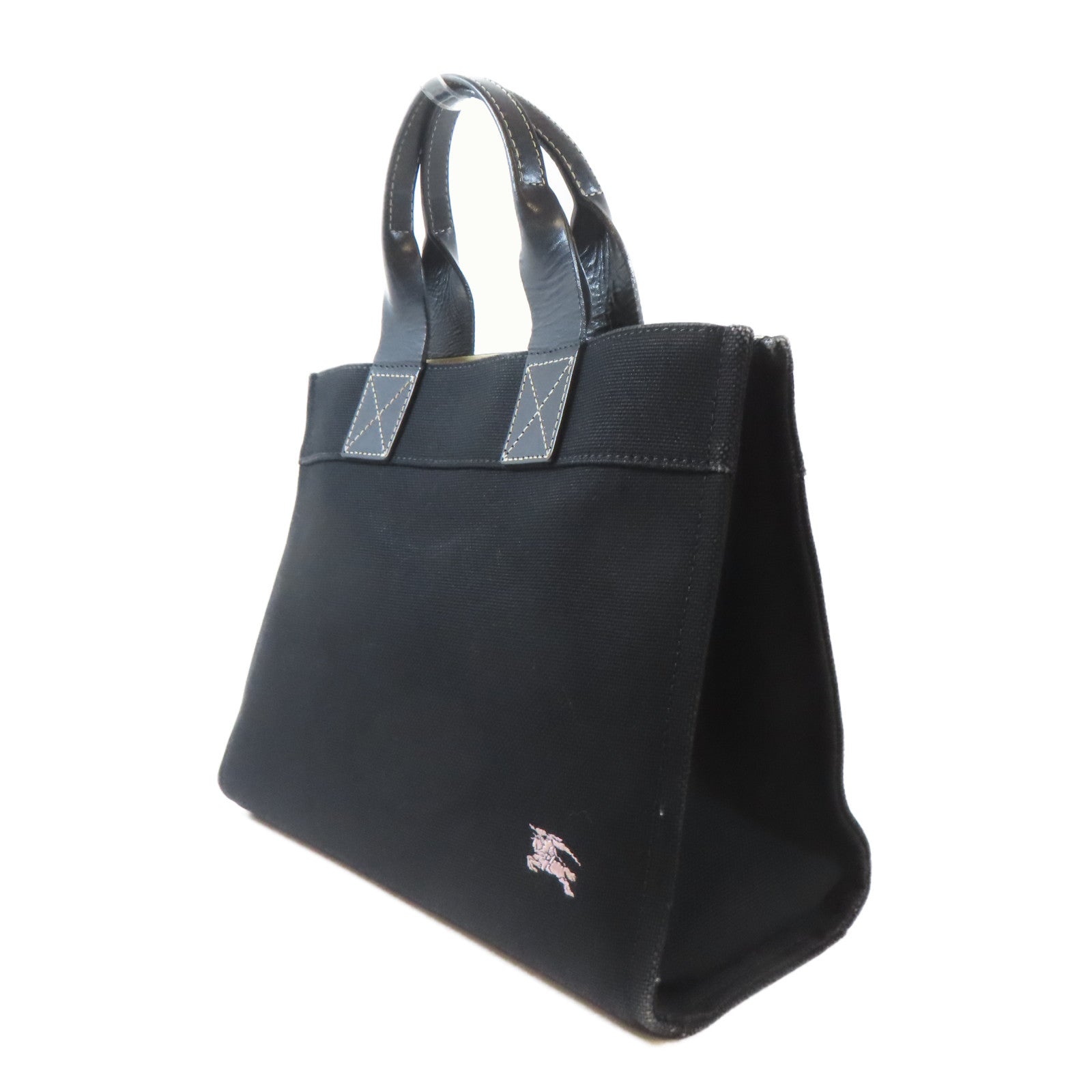 BURBERRY BLUE LABEL 帆布Tote Bag銀扣手挽袋黑色
