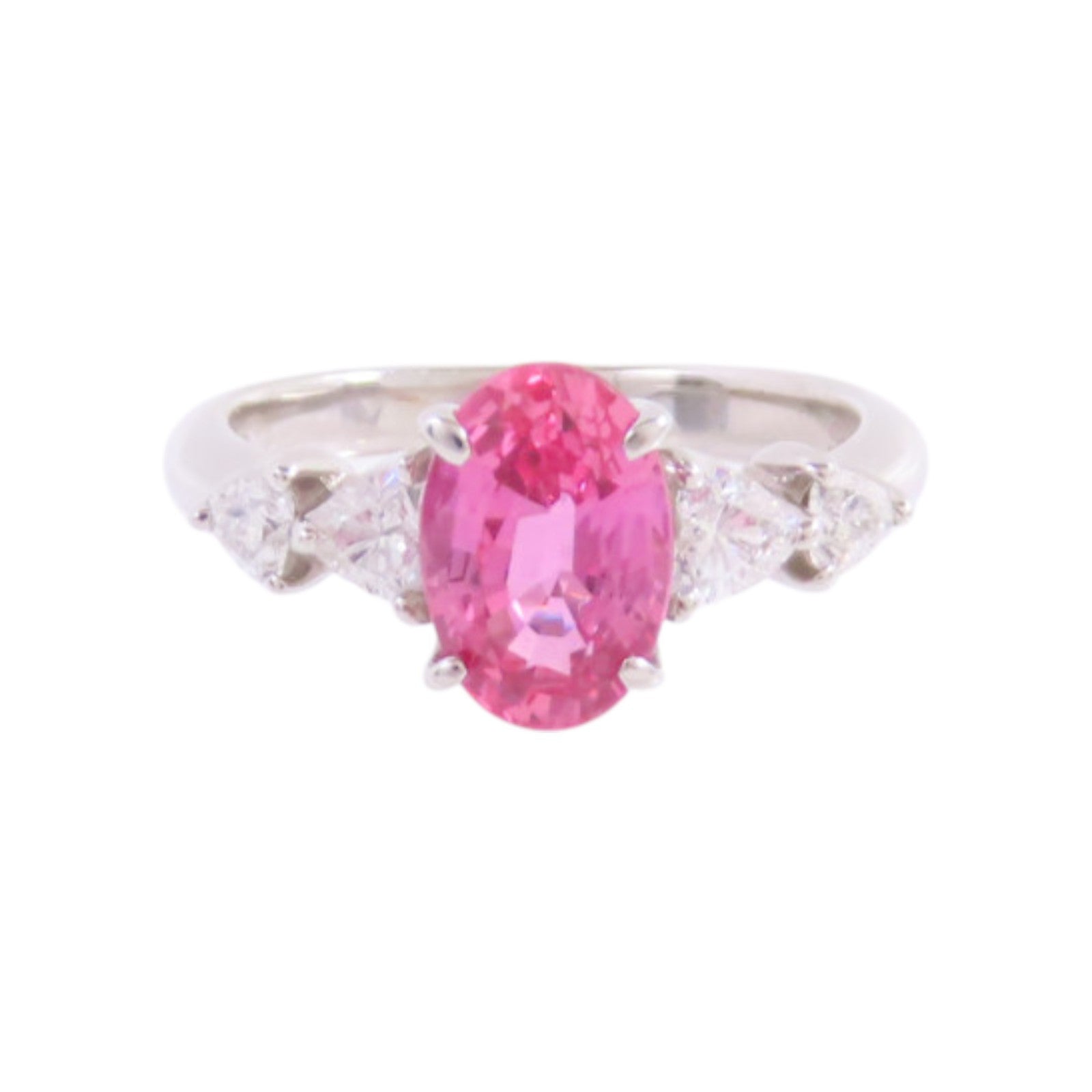 JEWELRY 【激減優惠】PT900鉑金/粉紅藍寶石/鑽石Pink Sapphire Diamond Ring戒指US#5.5