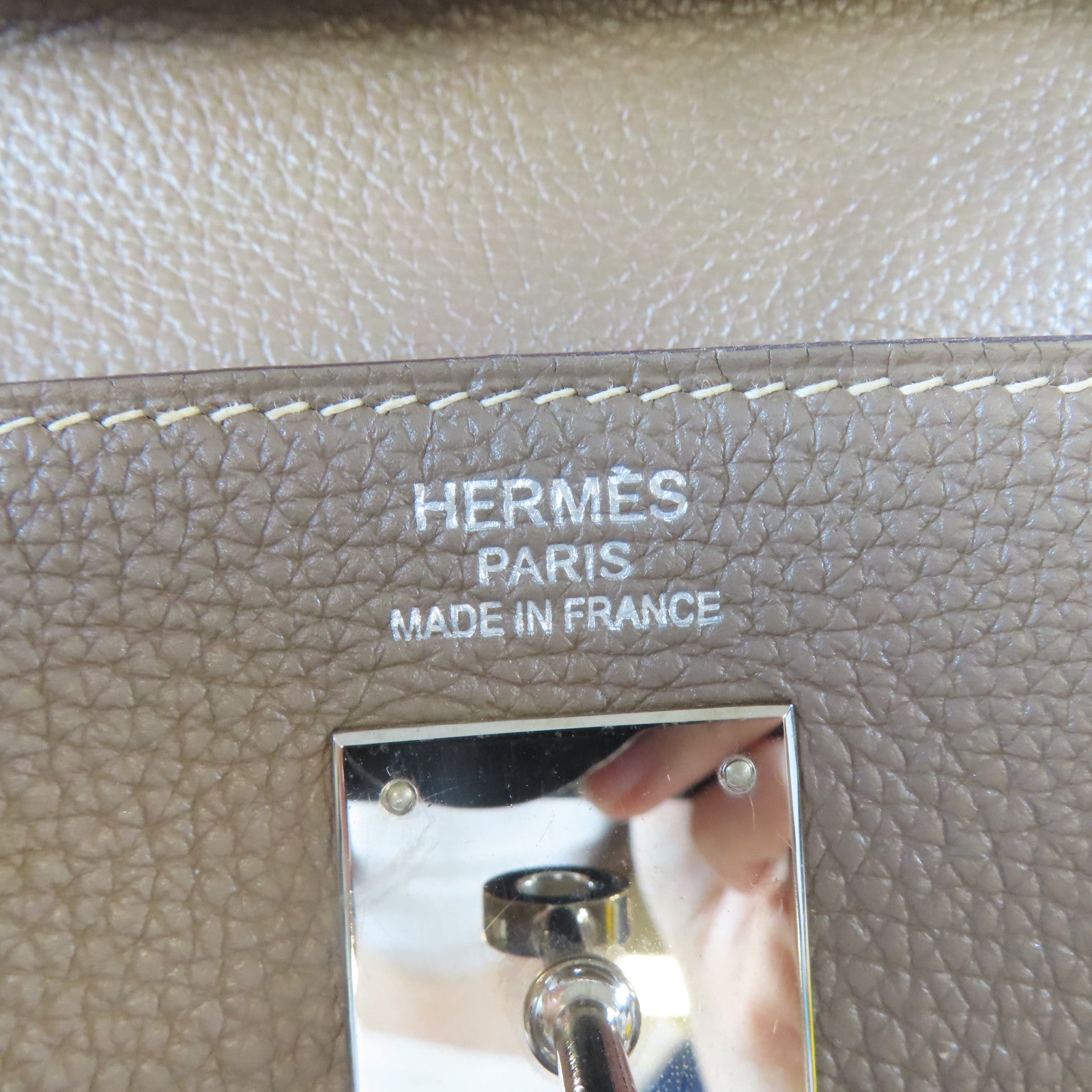 HERMES 【激減優惠】Togo皮革Kelly 35銀扣手挽肩背兩用袋大象灰色