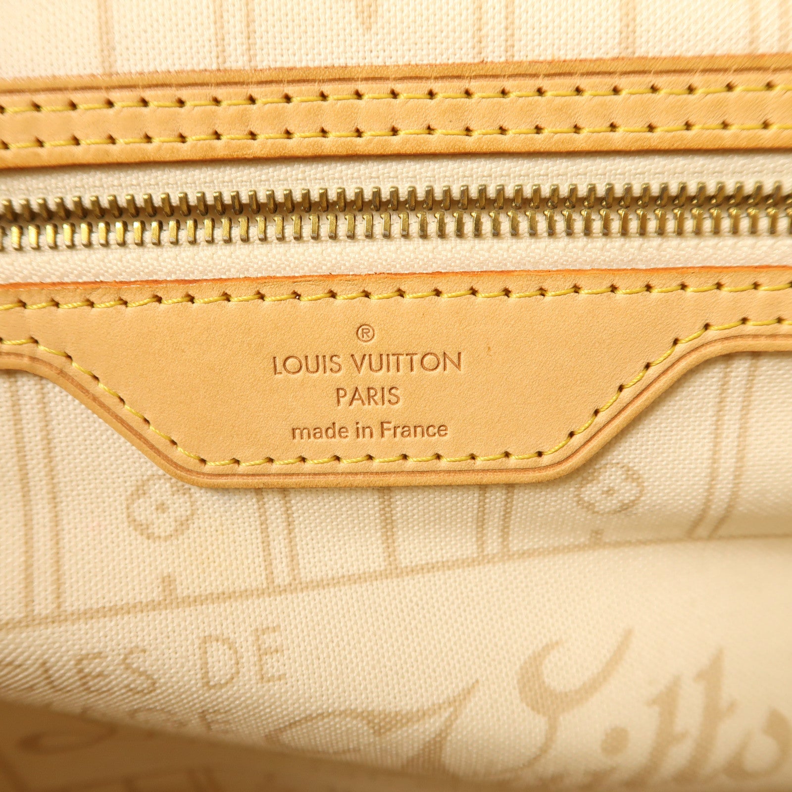 LOUIS VUITTON Damier Neverfull MM金扣手挽袋