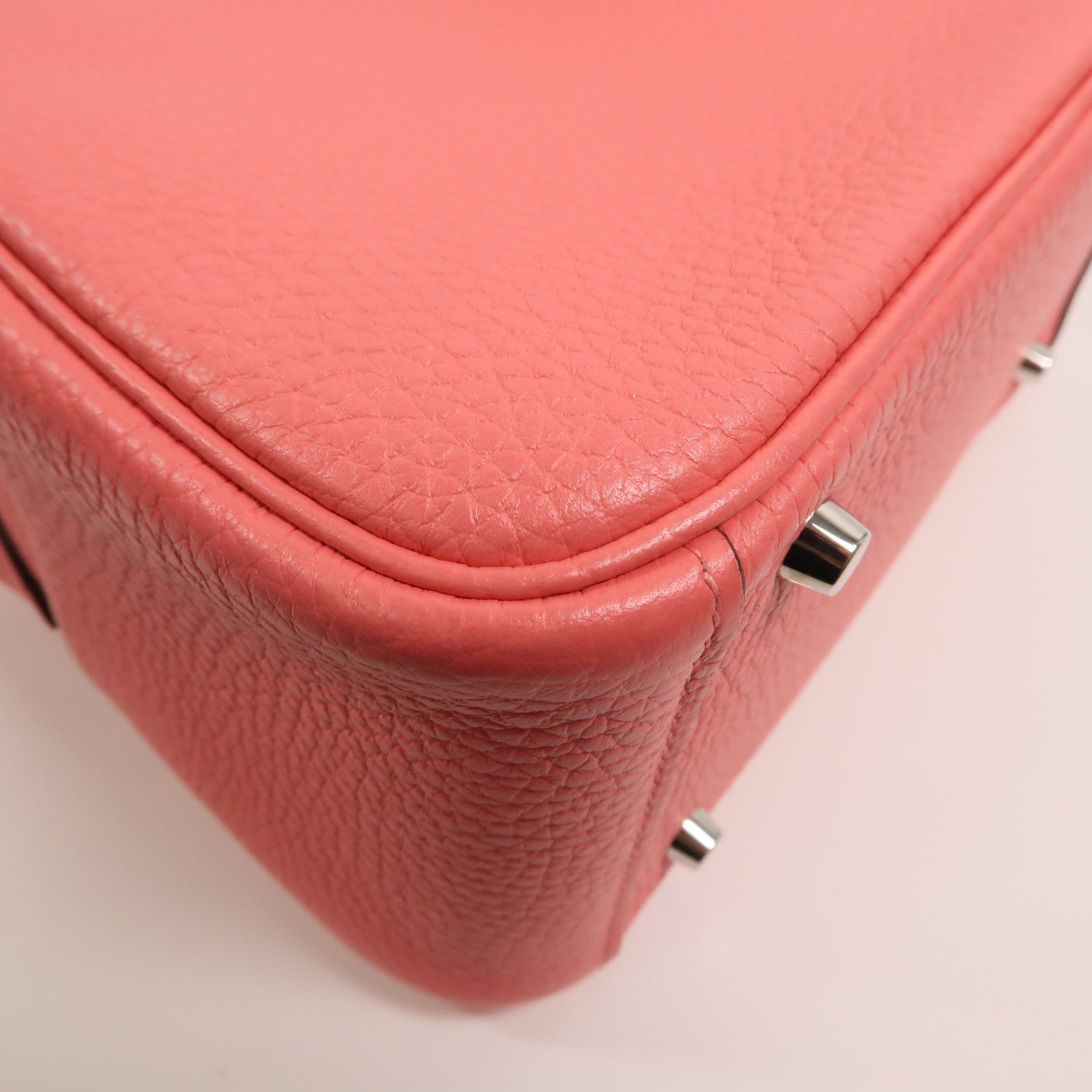 HERMES Clemence皮革Mini Lindy手挽肩背兩用袋Rose Azalee