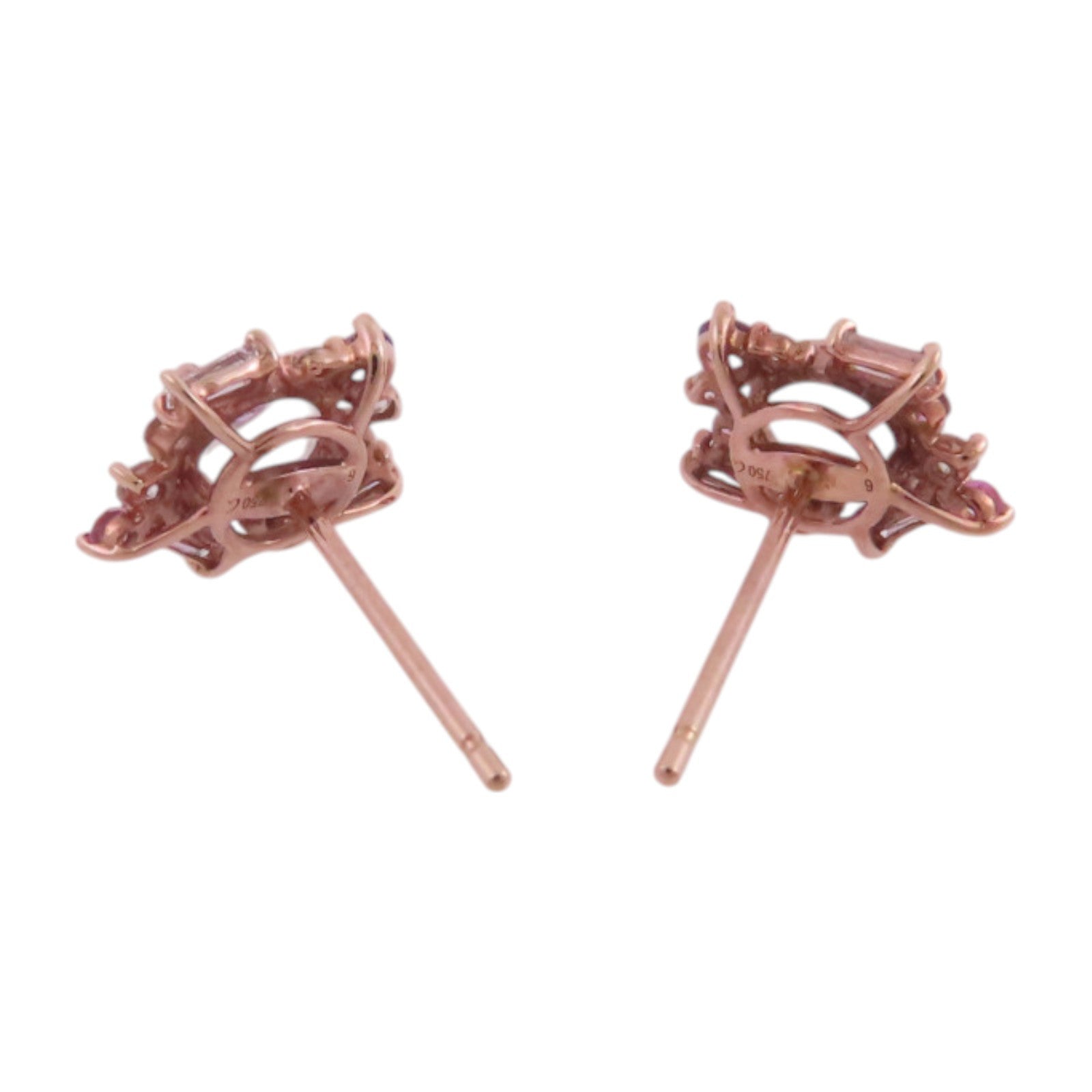 JEWELRY 18K玫瑰金/粉紅藍寶石/鑽石Pink Sapphire Diamond Earrings耳環