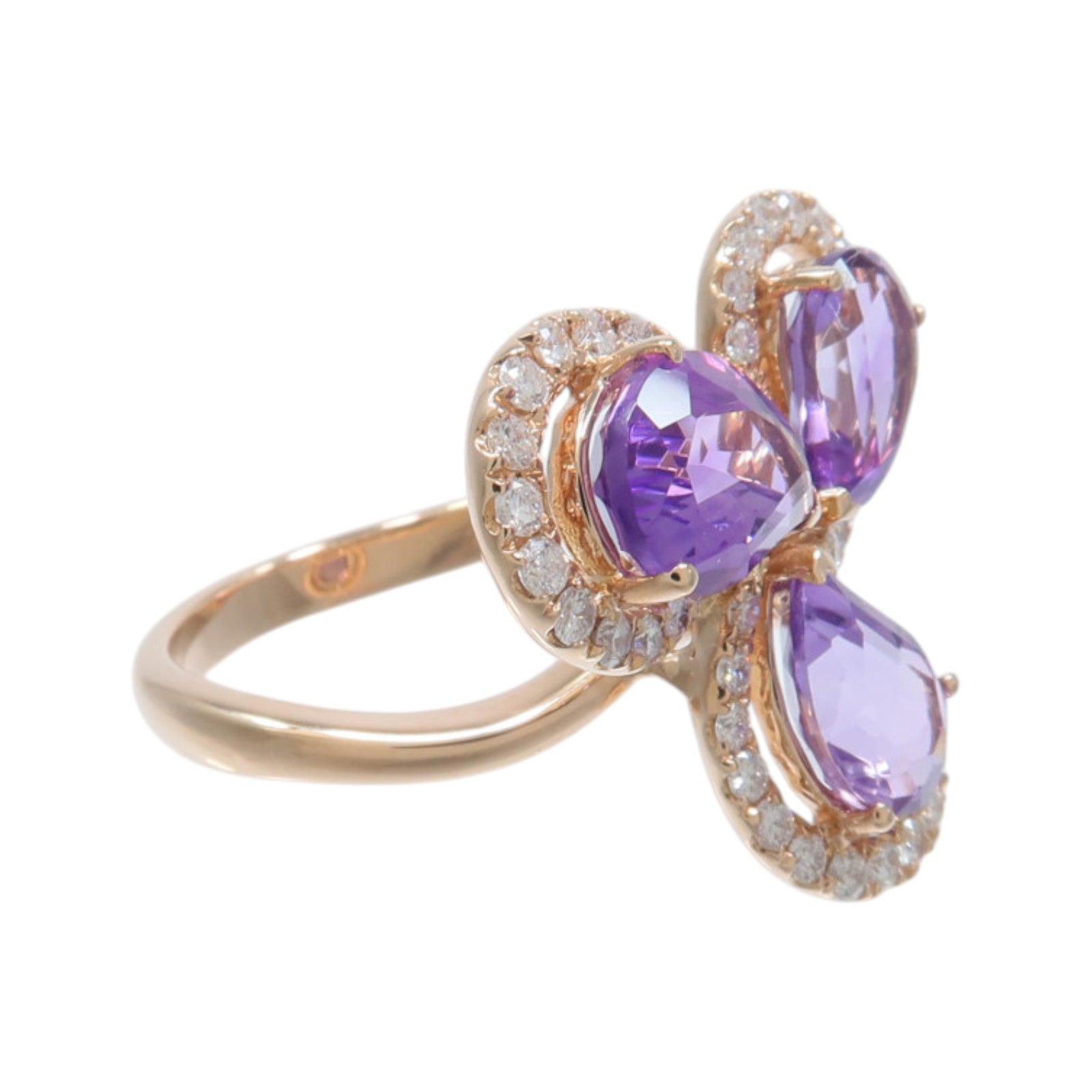 JEWELRY 18K玫瑰金Amethyst Diamond Ring紫水晶/鑽石戒指