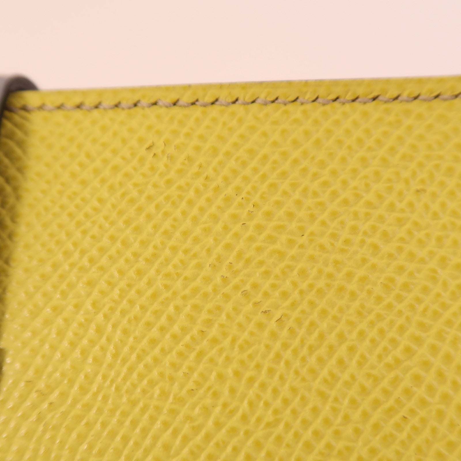 HERMES Epsom皮革Bearn Long Wallet銀扣長錢包Lime/Bleu Glacier