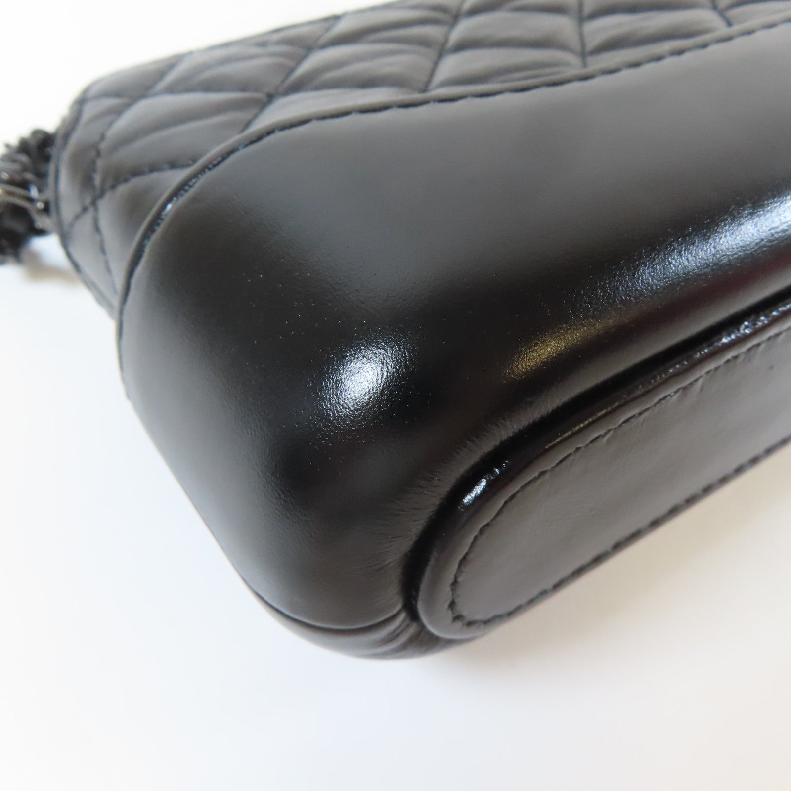 CHANEL 菱格牛皮皮革Chain Shoulder Bag鏈帶肩背袋黑色