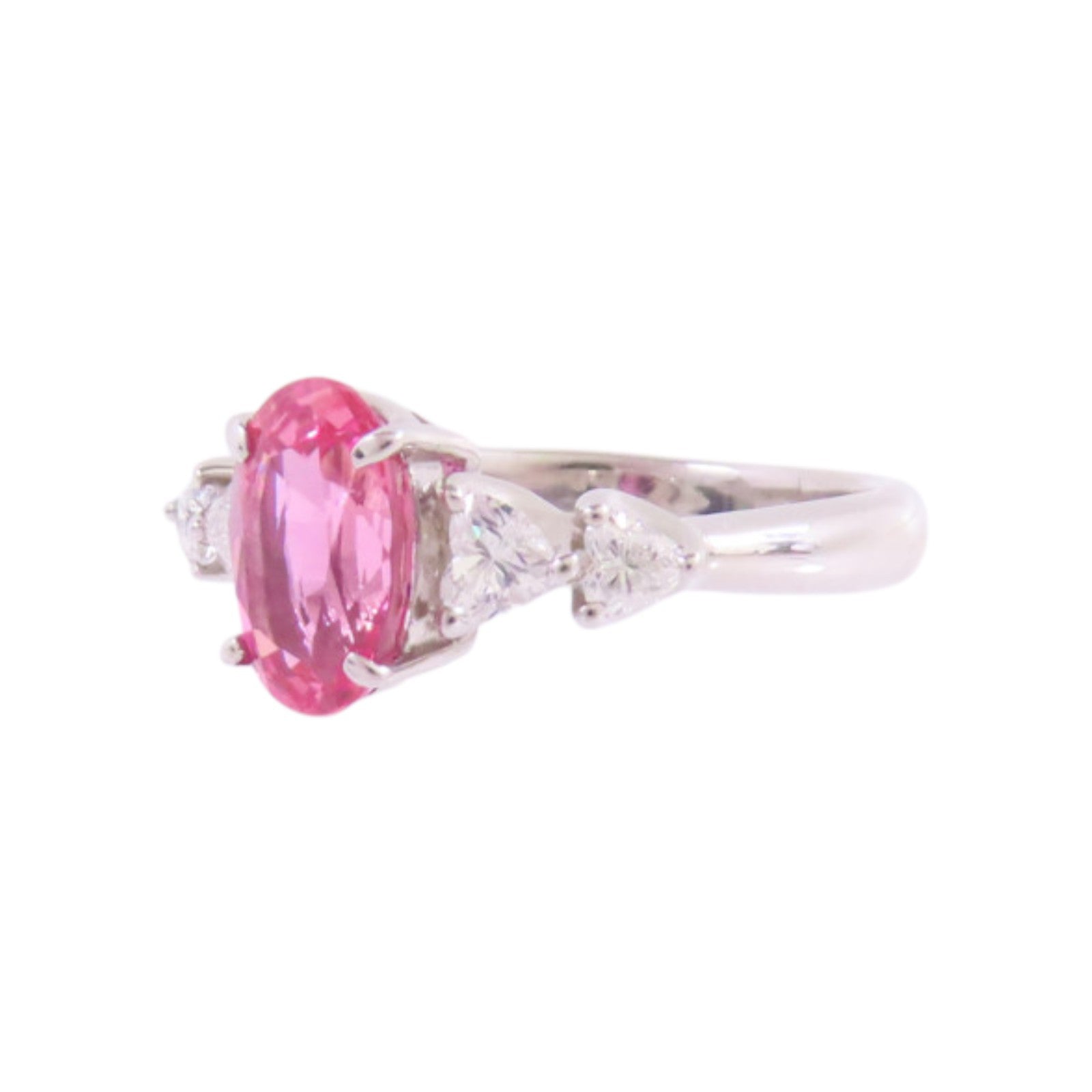 JEWELRY 【激減優惠】PT900鉑金/粉紅藍寶石/鑽石Pink Sapphire Diamond Ring戒指US#5.5