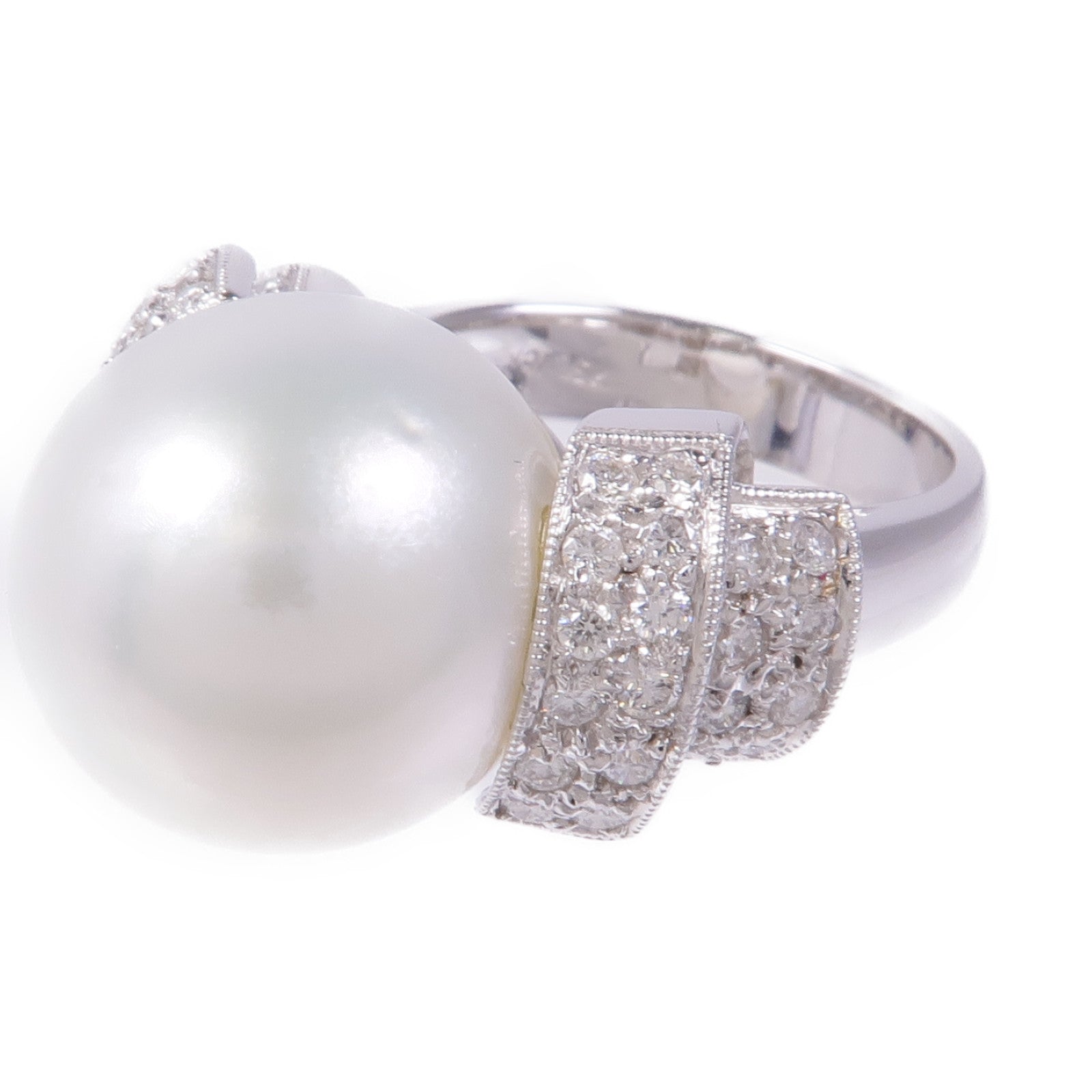 JEWELRY 18K白金Pearl Ring珍珠/鑽石戒指US#5