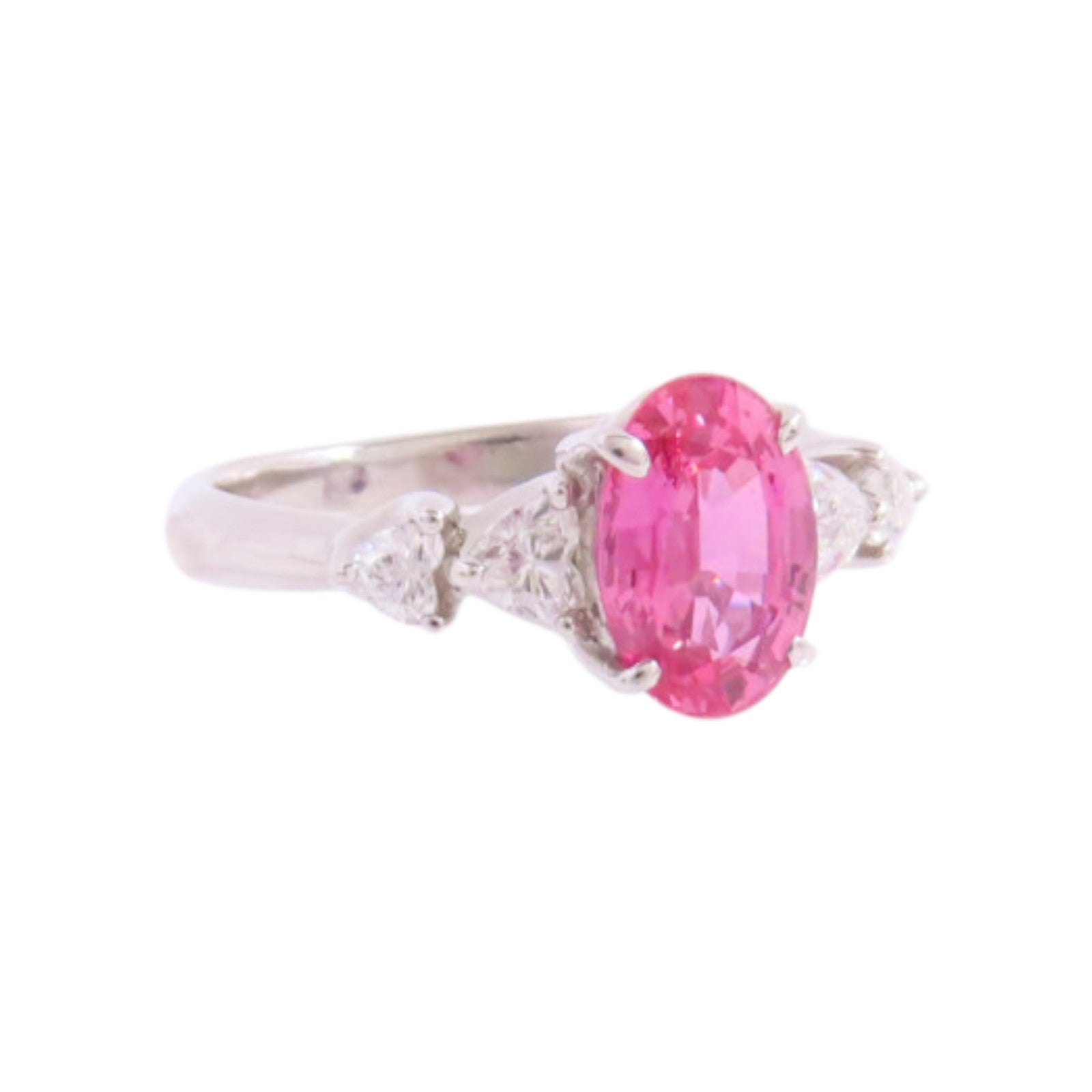JEWELRY 【激減優惠】PT900鉑金/粉紅藍寶石/鑽石Pink Sapphire Diamond Ring戒指US#5.5