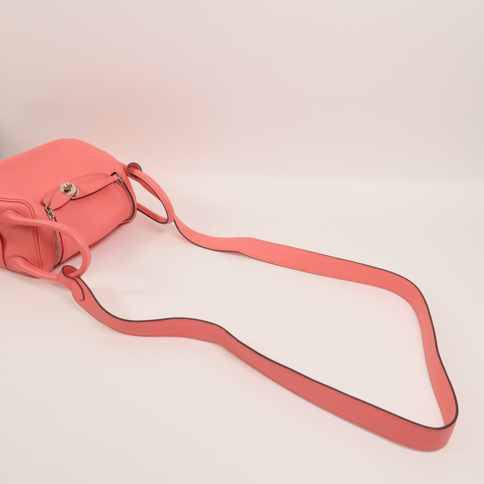 HERMES Clemence皮革Mini Lindy手挽肩背兩用袋Rose Azalee