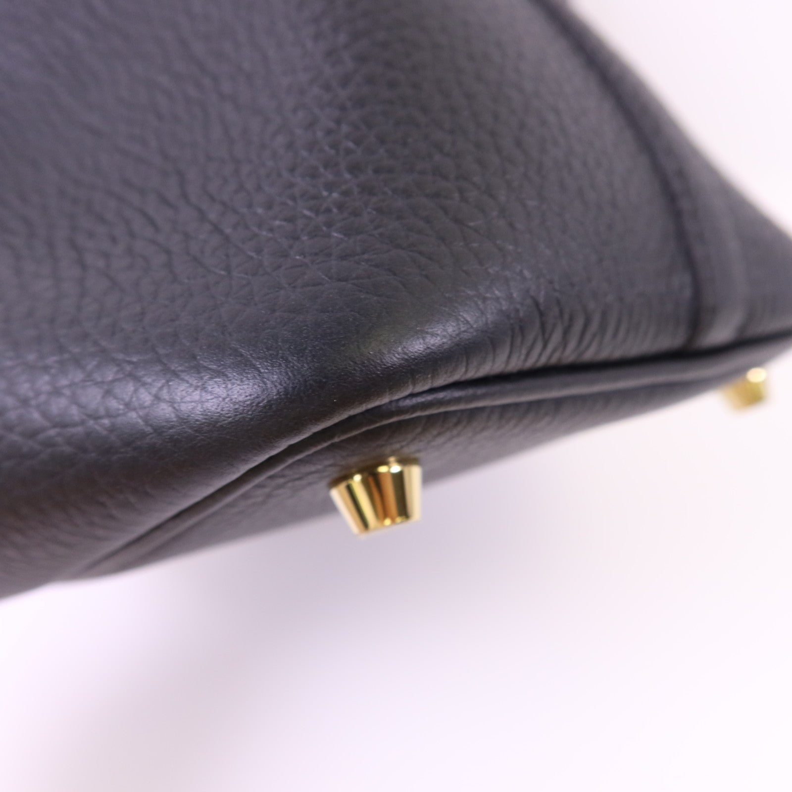 HERMES Clemence皮革Picotin PM金扣手挽袋Noir