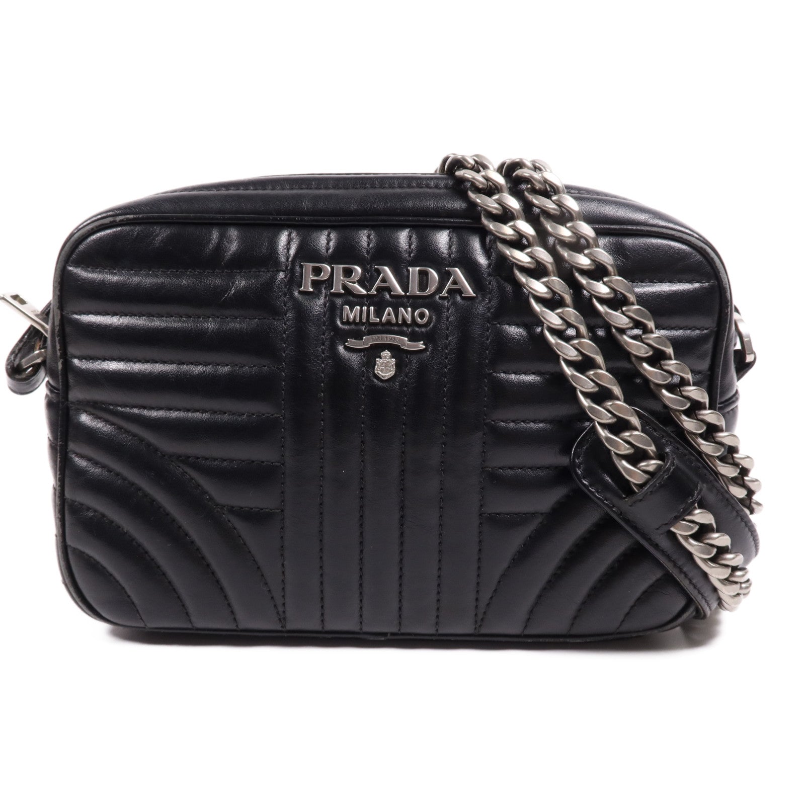 PRADA 牛皮皮革Shoulder Bag銀扣肩背袋