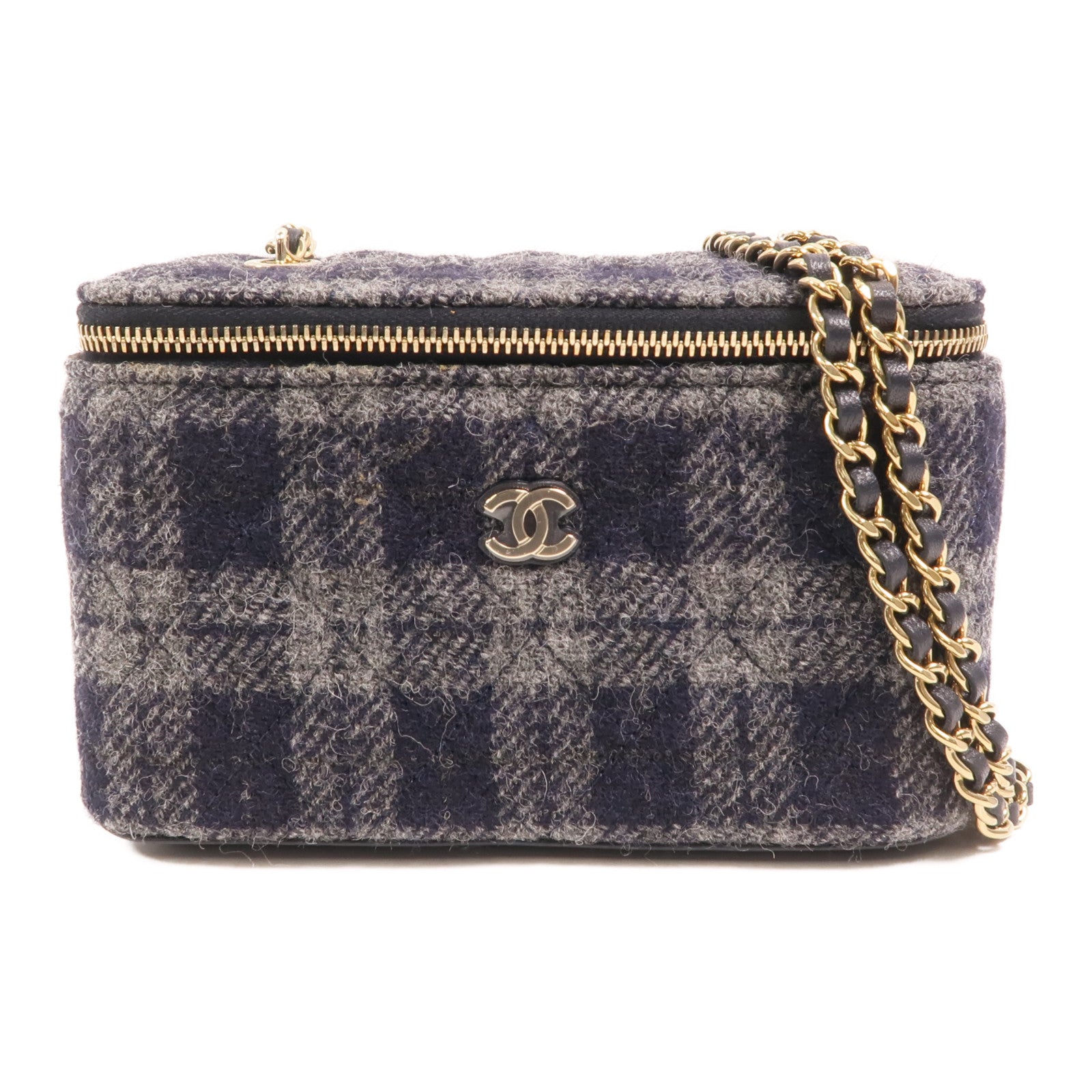 CHANEL 羊毛Vanity Case金扣肩背袋