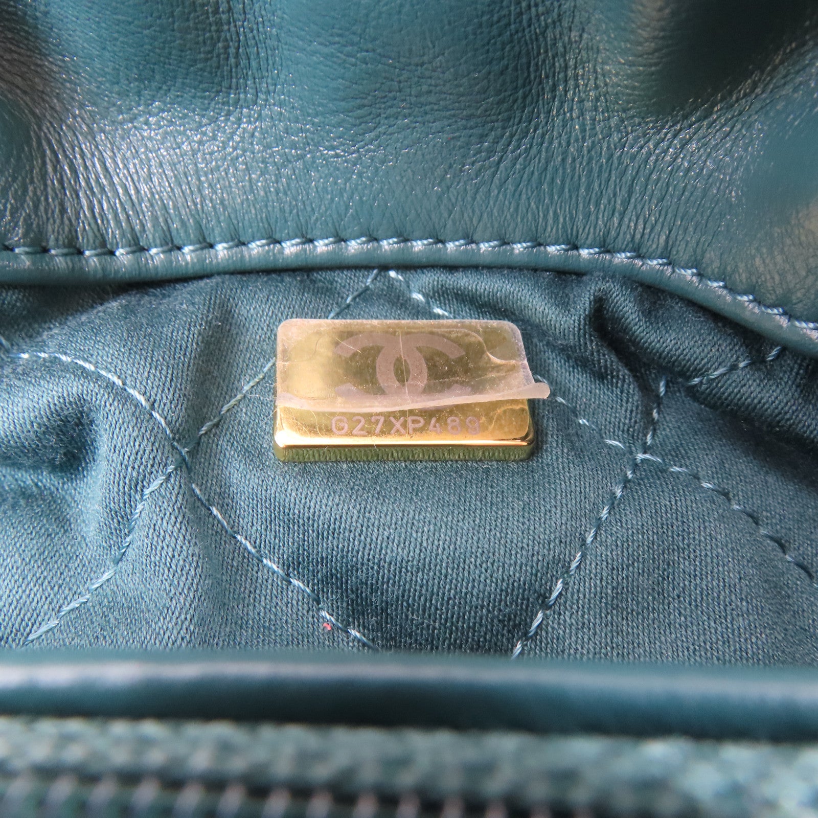 CHANEL 菱格牛皮皮革Chanel 22金扣鏈帶背包綠色
