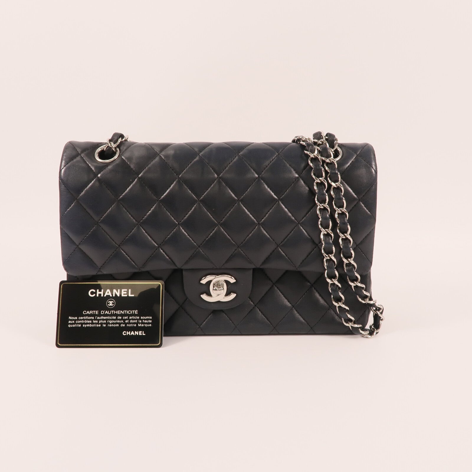 CHANEL 羊皮皮革Classic 25銀扣鏈帶肩背袋