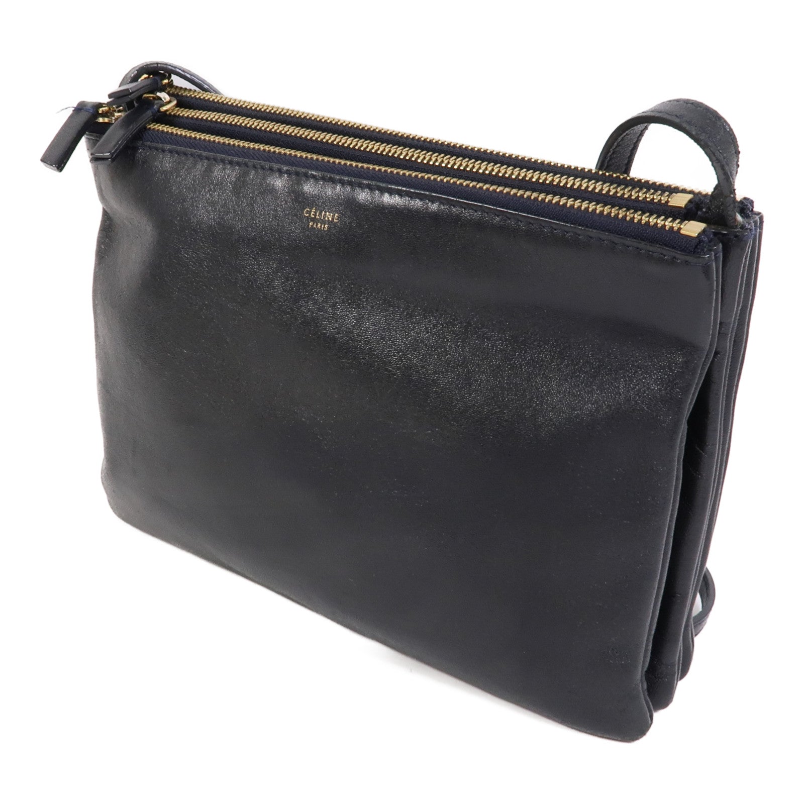 CELINE 牛皮皮革Trio肩背袋