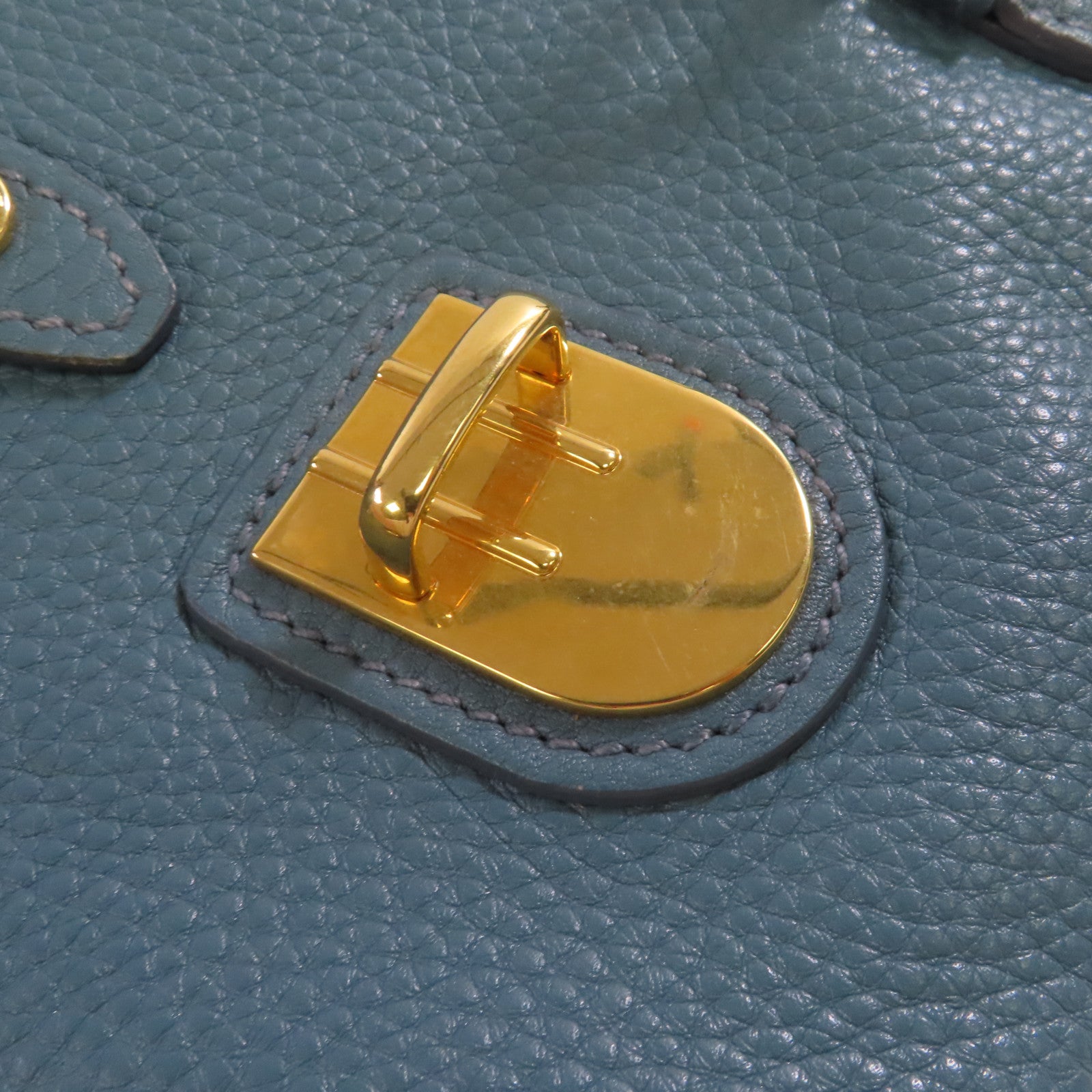 PRADA 牛皮皮革2Way Shoulder Bag金扣手挽肩背兩用袋藍色
