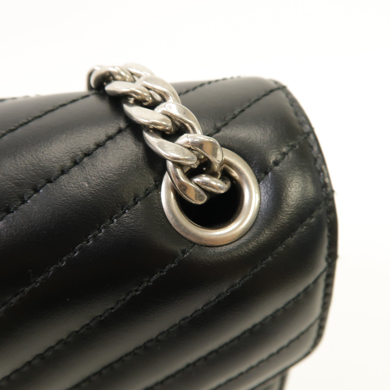 PRADA 牛皮皮革Chain Shoulder Bag銀扣鏈帶肩背袋黑色