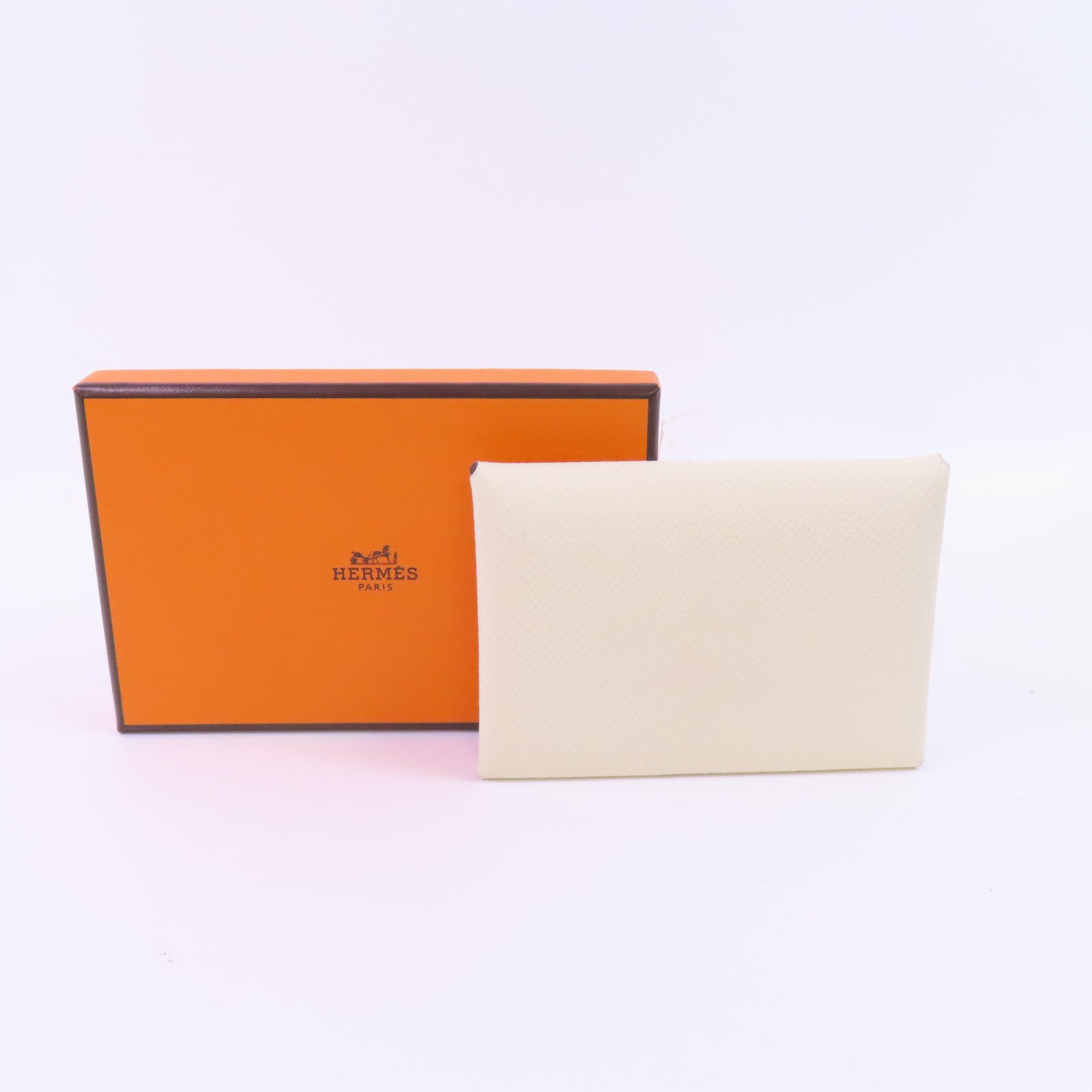 HERMES Epsom皮革Calvi Duo銀扣卡套