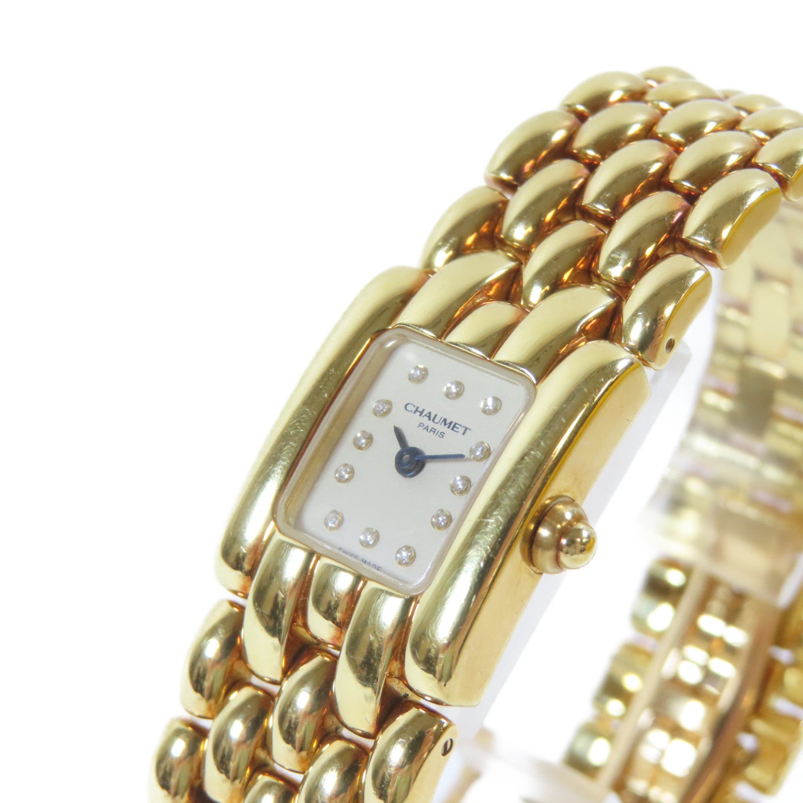 Chaumet Classic Gold Tone PS 18K黃金手錶石英機芯米色