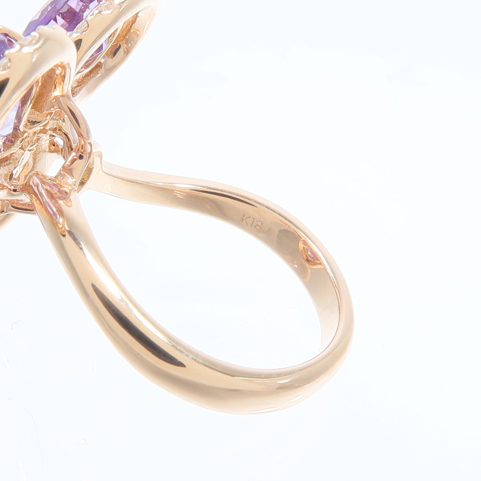 JEWELRY 18K玫瑰金Amethyst Diamond Ring紫水晶/鑽石戒指
