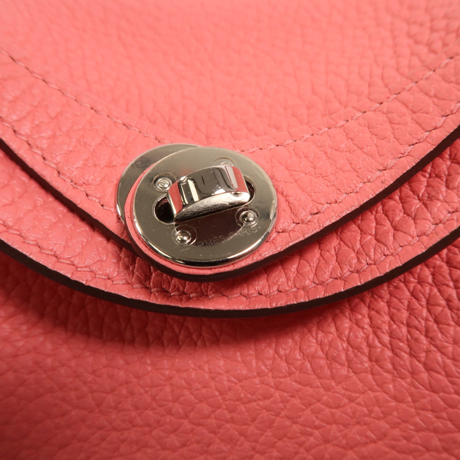 HERMES Clemence皮革Mini Lindy手挽肩背兩用袋Rose Azalee