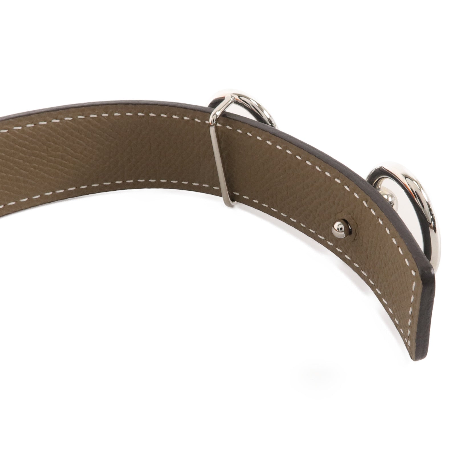 HERMES Epsom皮革/Swift皮革Horsebit Reversible Belt皮帶Noir/Etoupe