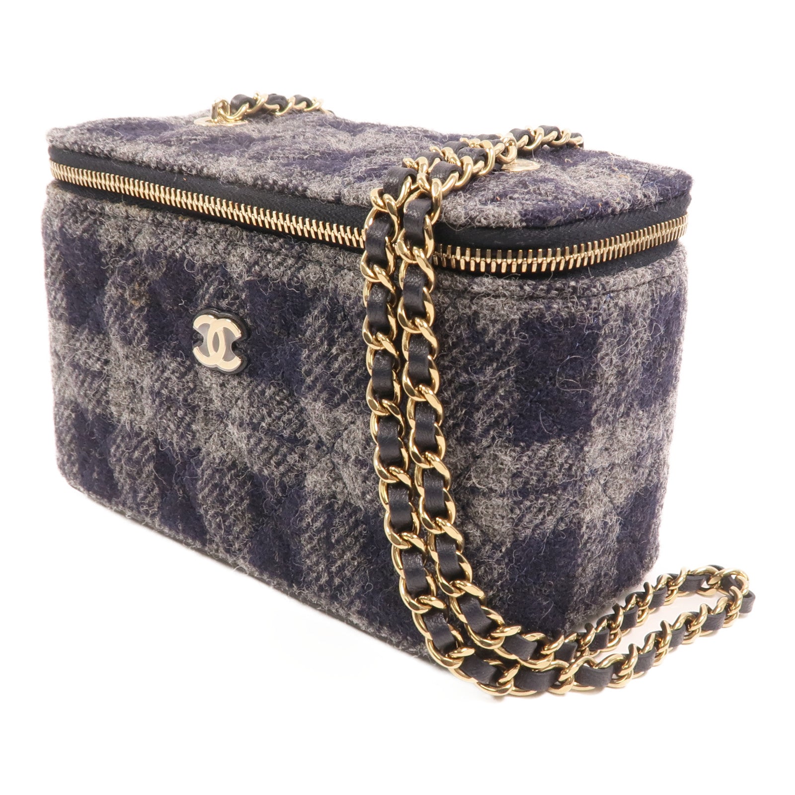 CHANEL 羊毛Vanity Case金扣肩背袋