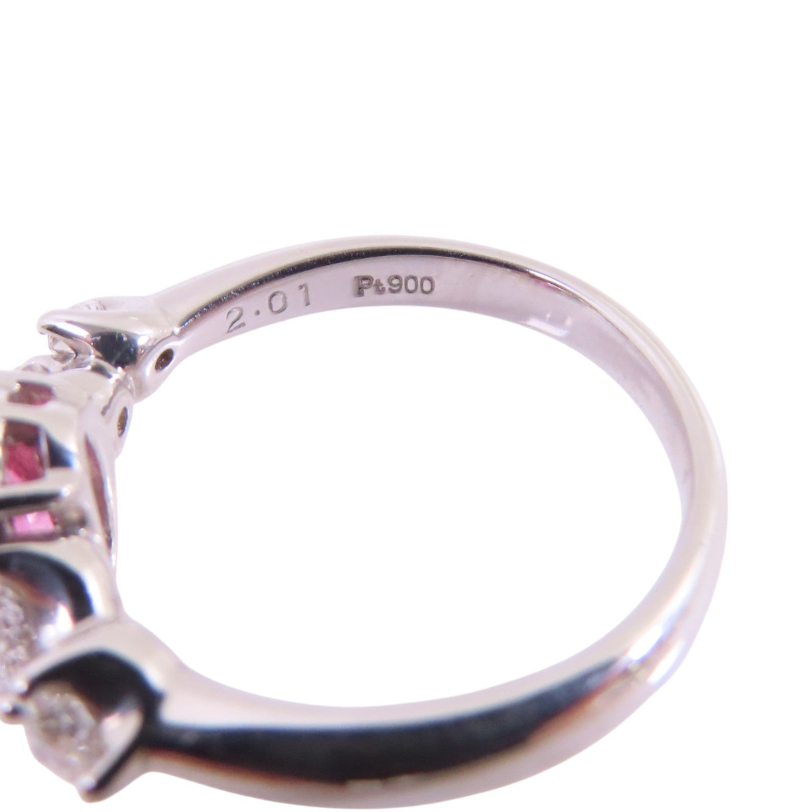 JEWELRY 【激減優惠】PT900鉑金/粉紅藍寶石/鑽石Pink Sapphire Diamond Ring戒指US#5.5