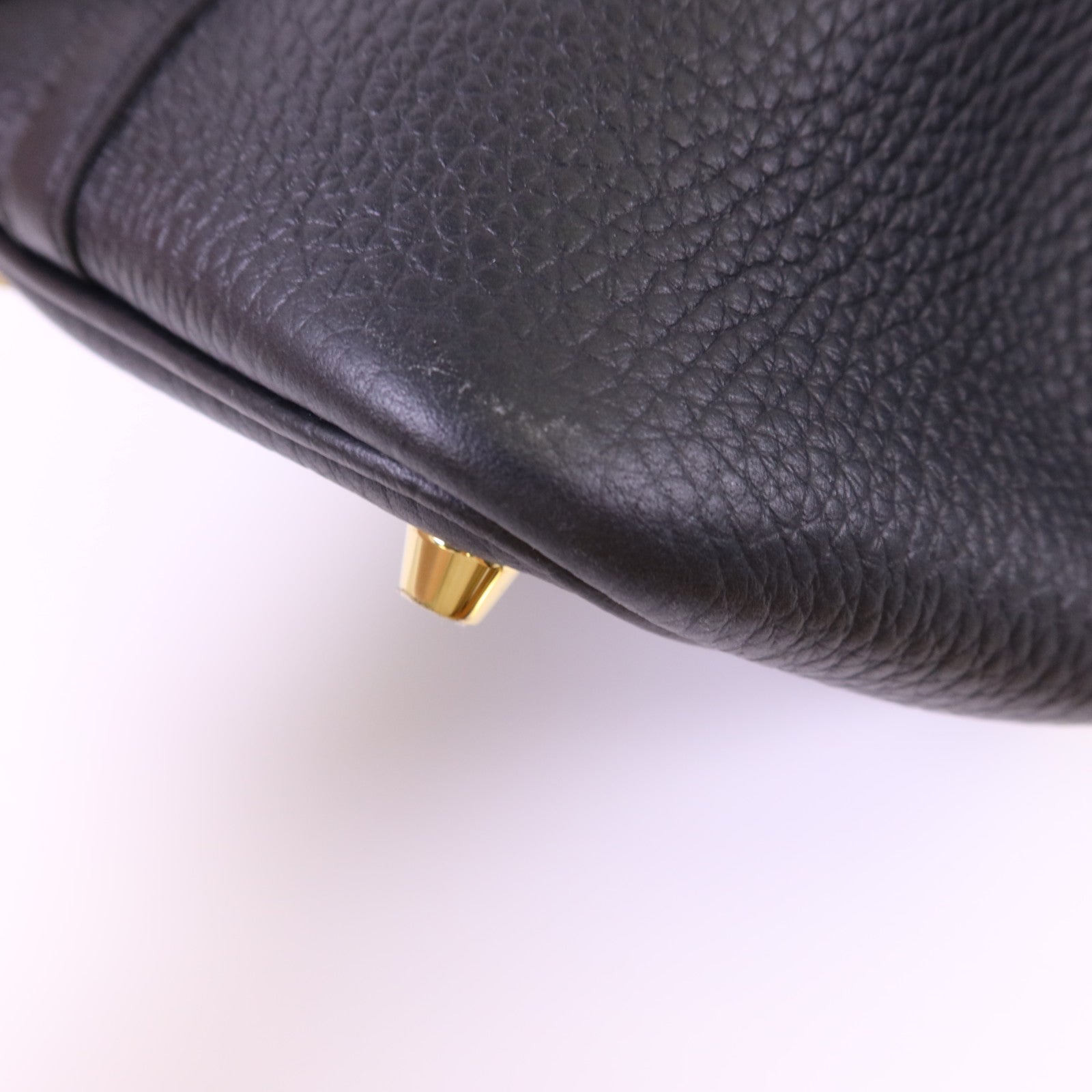 HERMES Clemence皮革Picotin PM金扣手挽袋Noir