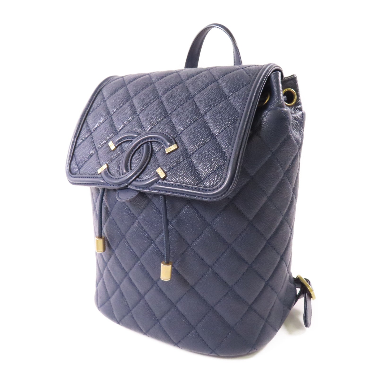 CHANEL 【激減優惠】牛皮皮革Backpack金扣鏈帶背包